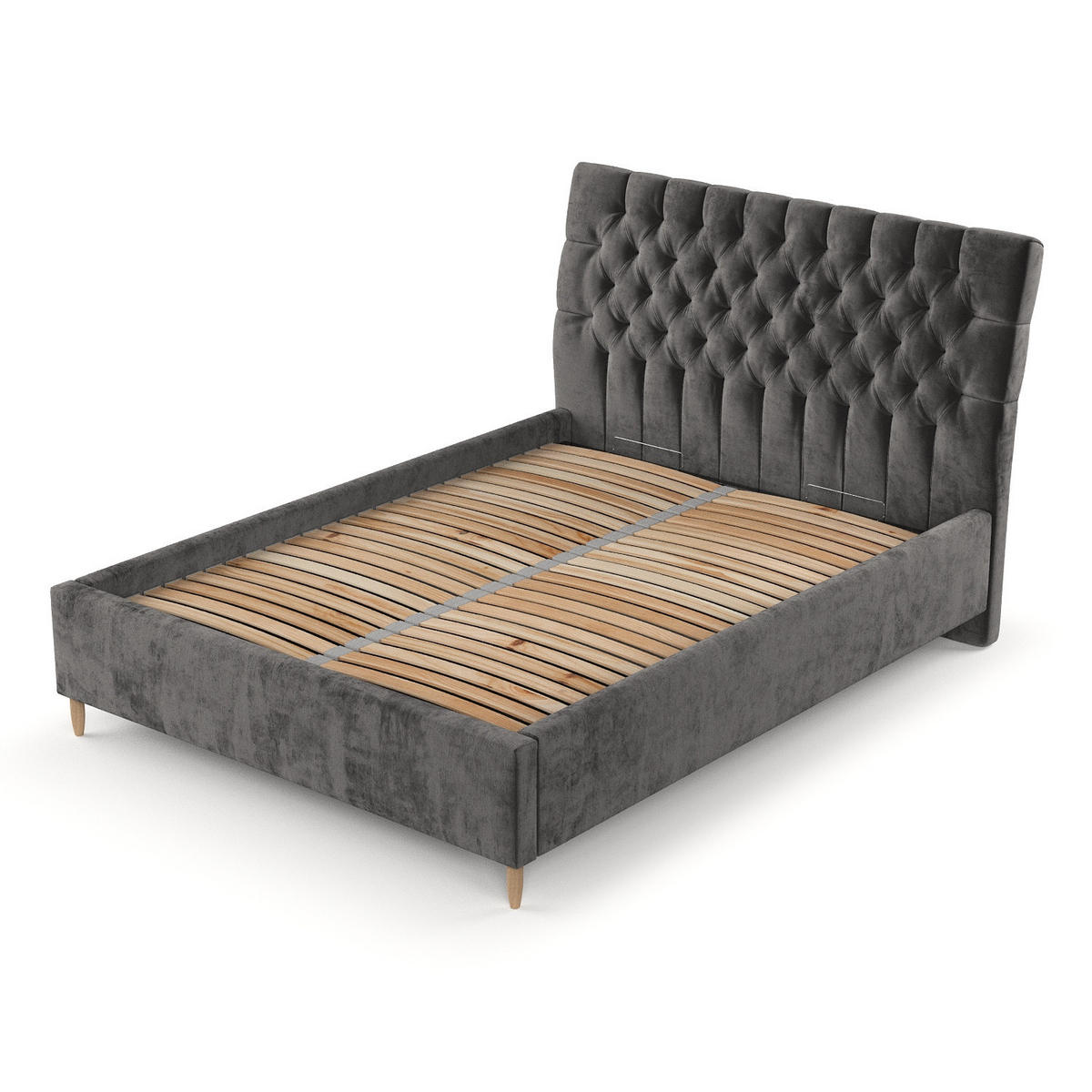 POLSTERBETT Lira 160/200 cm Anthrazit im Lotta Stoff - Anthrazit/Naturfarben, Holz/Holzwerkstoff (160/200cm) - AltaBeds