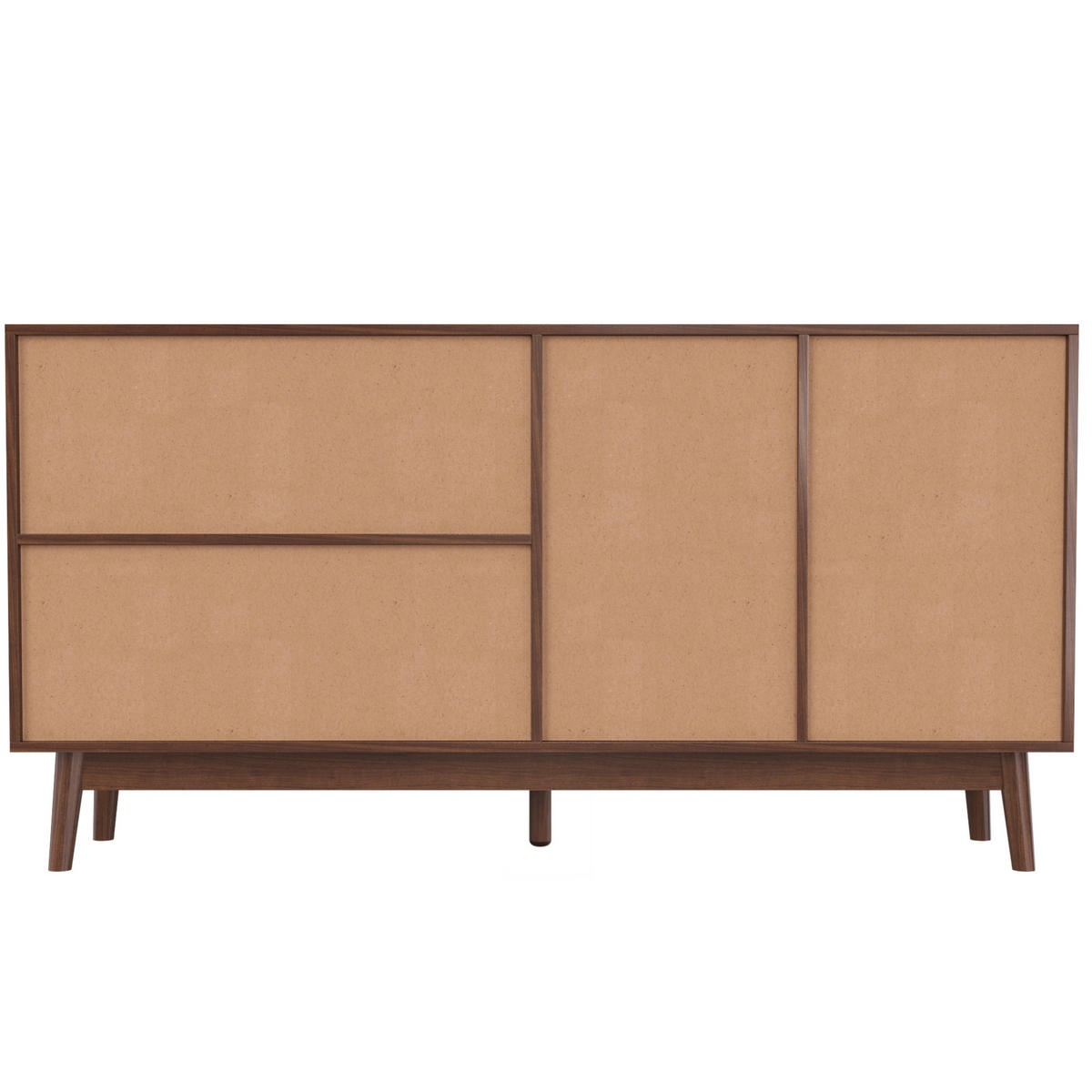 SIDEBOARD mit 3 Rattan-Schiebetüren und 2 Schubladen, 155/38/80 cm,Nussbaumfarben - Nussbaumfarben, Holzwerkstoff (155/80/38cm) - Redom