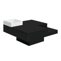 KONFERENČNÍ stolek 72/72/30 cm černá a bílá z dřevotřísky s LED osvětlením a úložným boxem - černá, kompozitní dřevo (72/72/30cm) - OKWISH