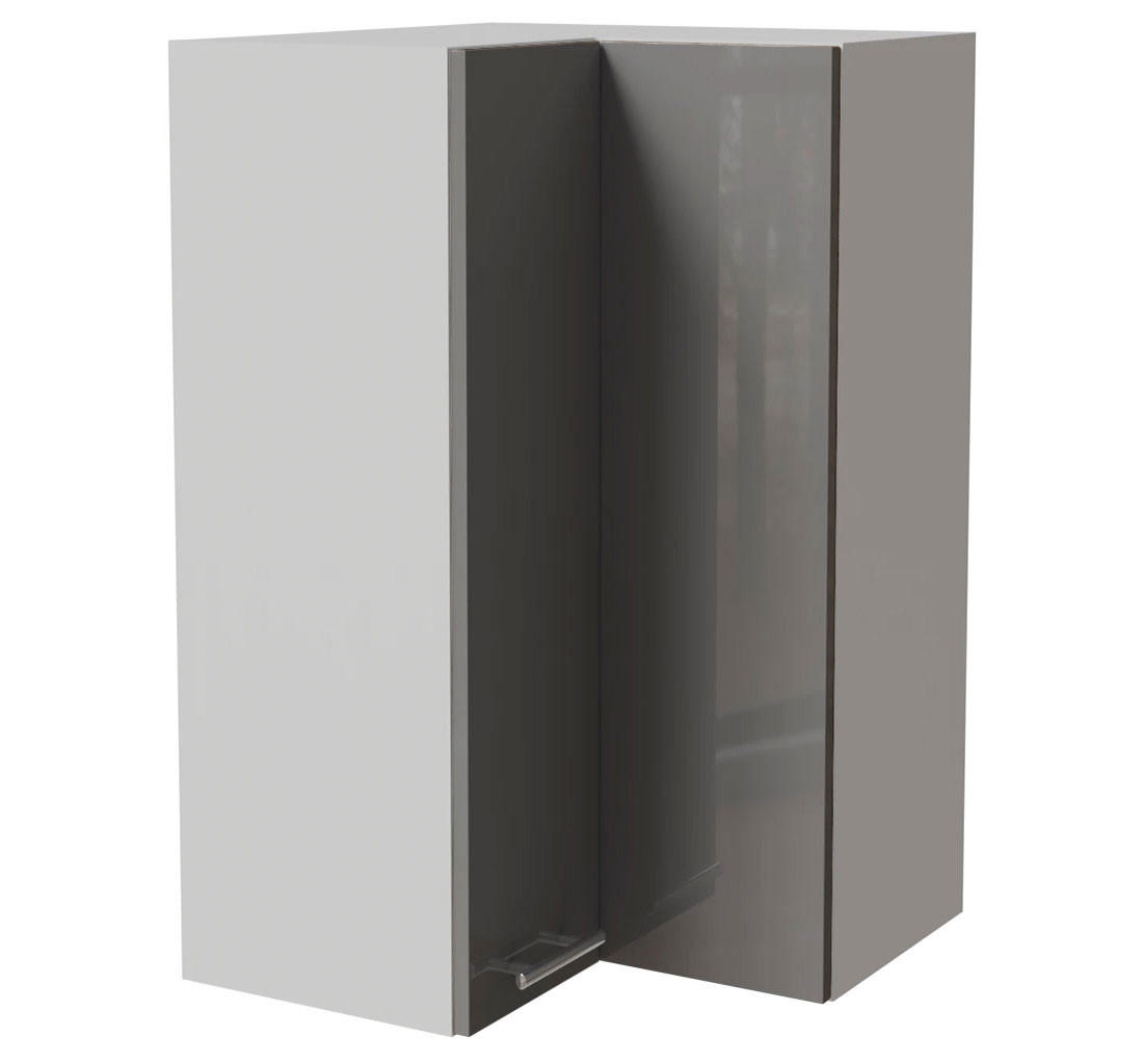 ECKHÄNGESCHRANK Essen W14/60 Grau Hochglanz / Weiß Matt 60 / 60 / 96cm - Weiß/Grau, Holz/Holzwerkstoff (60/96/60cm) - Feldmann-Wohnen