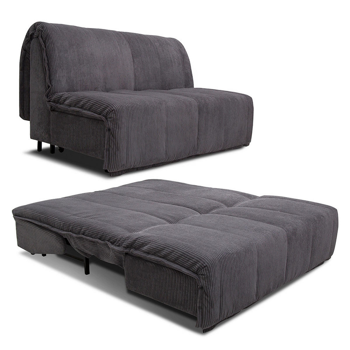 SOFA Malta Dunkelgrau 148 cm mit Schlaffunktion - Dunkelgrau, Metall (148/88/104cm) - VitaliSpa