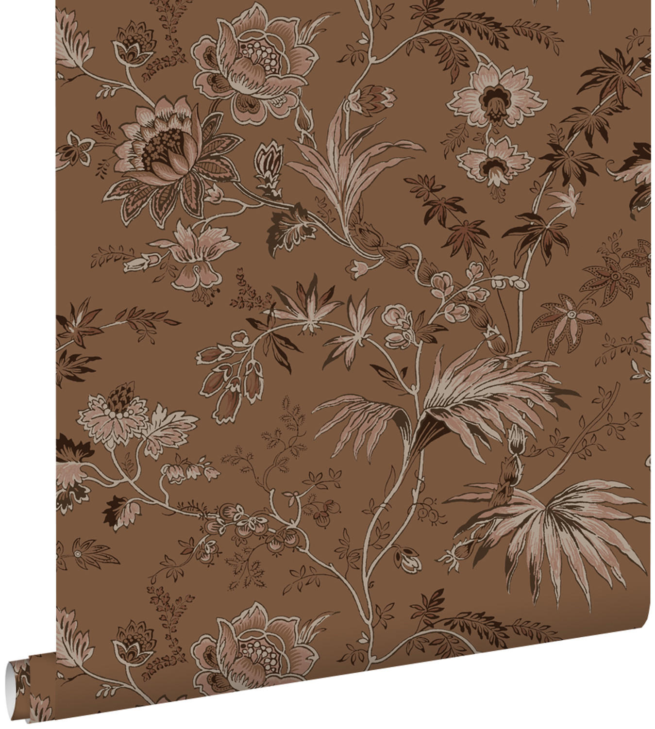 TAPETE Blumenmuster 50 x 900 cm - Braun, Papier (50/900cm) - ESTAhome