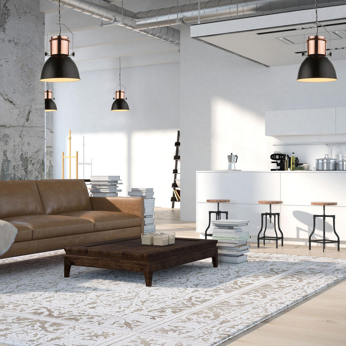 LED HÄNGELEUCHTE Kupfer Schwarz - Schwarz, Metall (27/27/120cm) - Globo Lighting