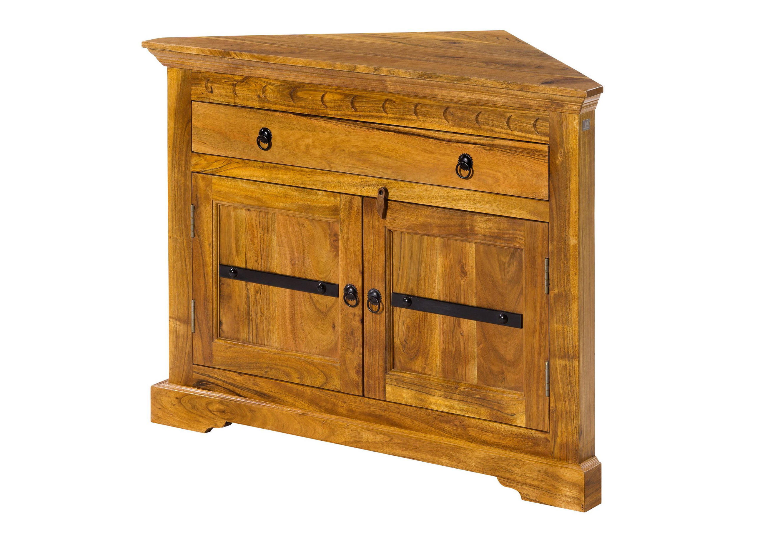 ECKKOMMODE Akazie 107x54x80 honig lackiert OXFORD #0505 - Braun, Holz (107/80/54cm) - Massivmoebel24