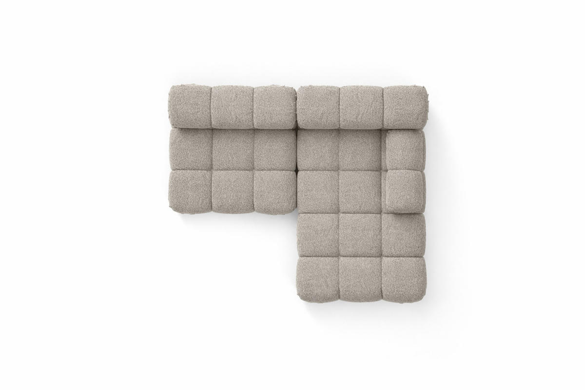 ECKSOFA L-Form Mini II Modular, Bouclé-Stoff Abriamo, Beige, Rechts, Selia - Beige, Holz (190/160cm) - Kaiser Möbel