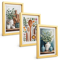 BILDER SET 3er Set - 20x30 cm Goldrahmen - Küchenaccessoires auf pflanzlicher Basis - Goldfarben, Kunststoff (20/30cm) - TULUP