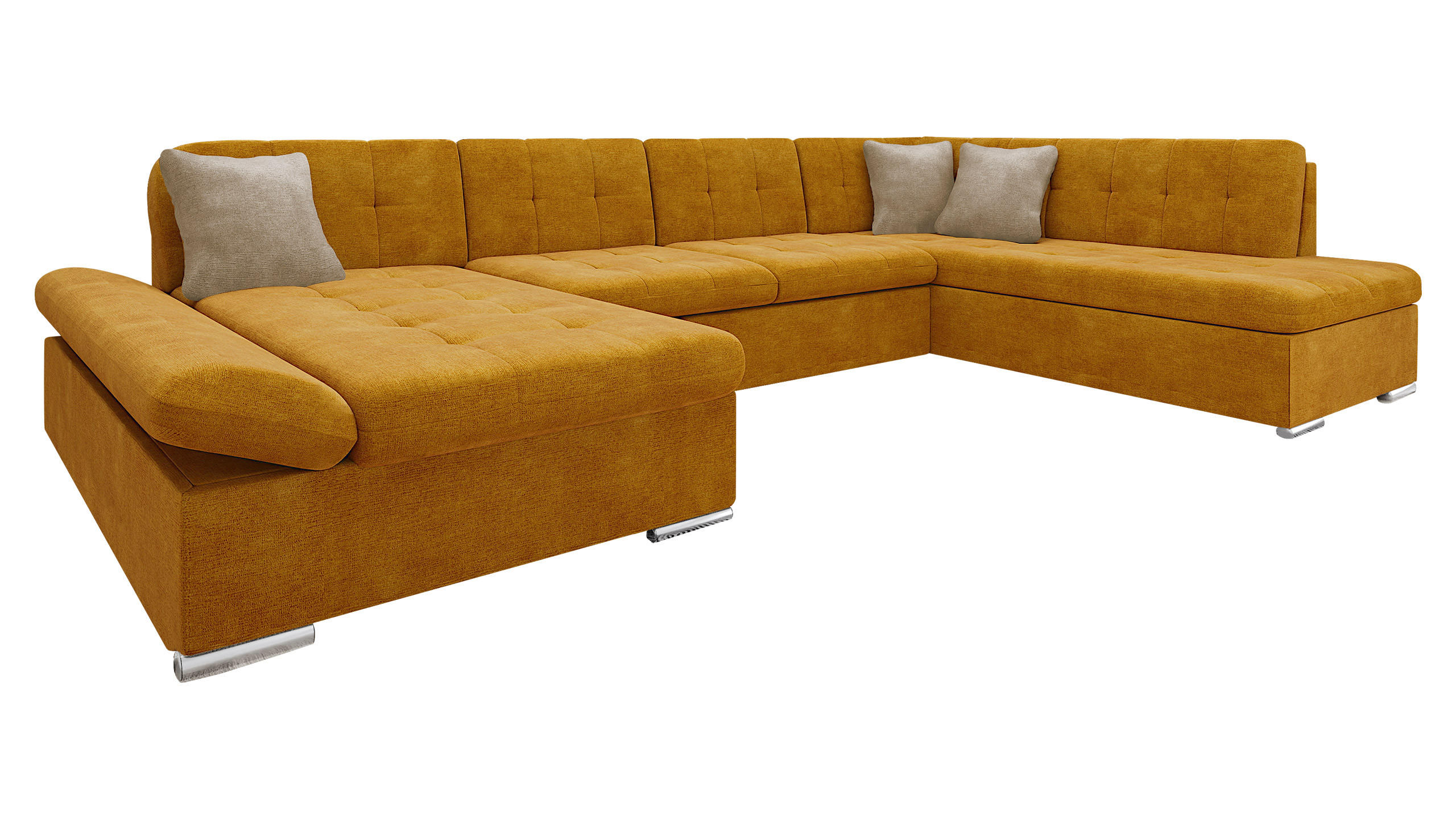 ECKSOFA Bergen, Seite: Links - Silberfarben/Bronzefarben, Holz/Textil (345/76/205cm) - MIRJAN24