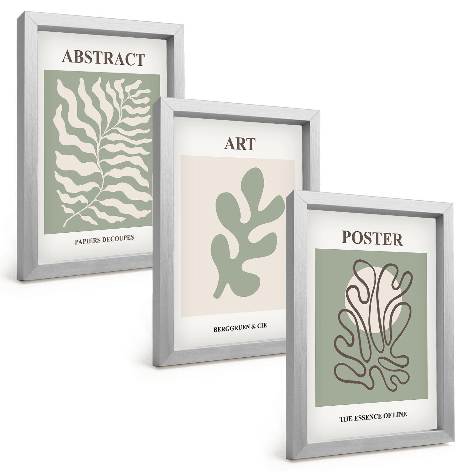 BILDER SET 3er Set - 20x30 cm Silberner Rahmen - Poster mit Pflanzenmustern von Matisse - Silberfarben, Kunststoff (20/30cm) - TULUP