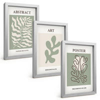 BILDER SET 3er Set - 20x30 cm Silberner Rahmen - Poster mit Pflanzenmustern von Matisse - Silberfarben, Kunststoff (20/30cm) - TULUP