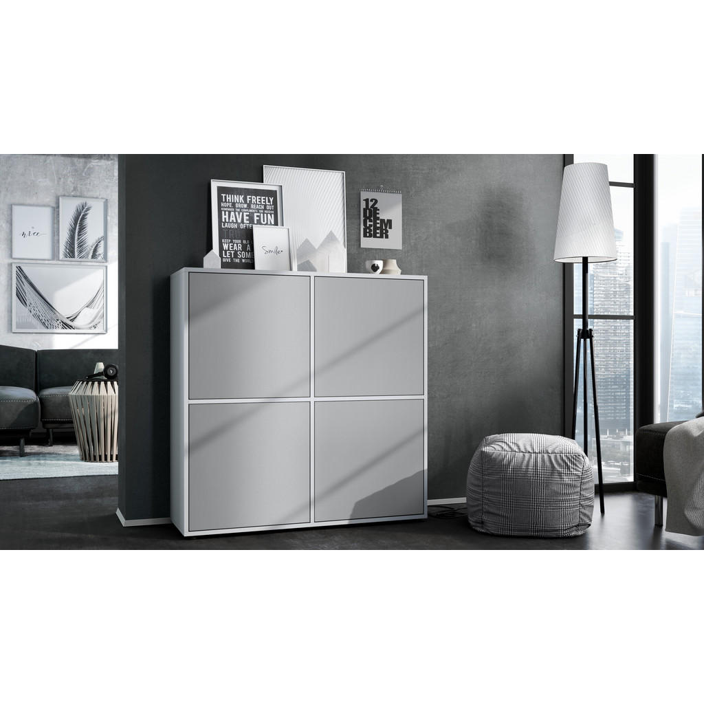 Thumbnail - Vladon Highboard, Greige, Holzwerkstoff, 104x105.5x35.5 cm, Wohnzimmer, Kommoden & Sideboards, Highboards