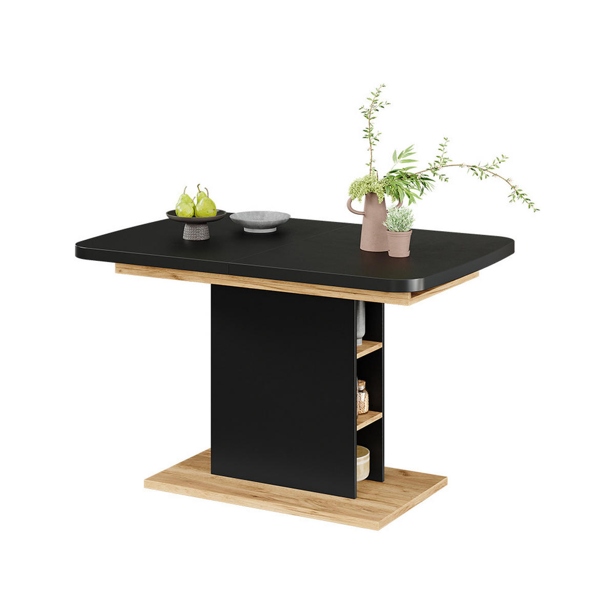 ROZKLÁDACÍ JÍDELNÍ STŮL Fenaro Černý/zlatý dub - medově dubová/černá, kompozitní dřevo (80/120/77.3cm) - Vicco