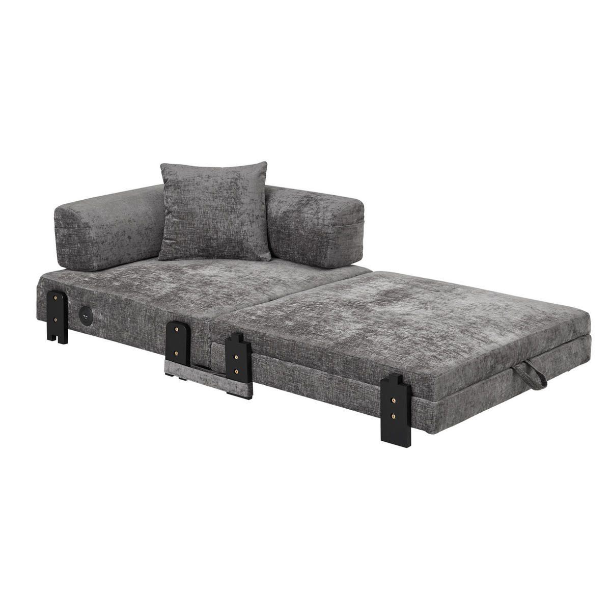 SCHLAFSOFA 2-in-1 mit USB- und Type-C-Anschluss, Stauraum und Seitentaschen, Dunkelgrau - Dunkelgrau, Textil (84/48/170.5cm) - Redom