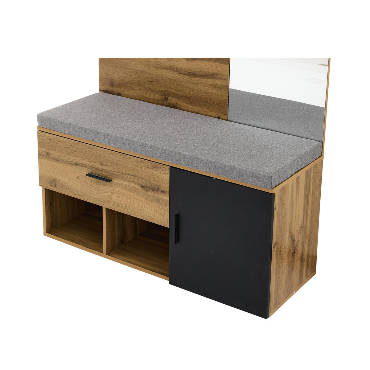 GARDEROBENSET 190Cm Spiegel Schuhbank Holzoptik - Naturfarben, Holzwerkstoff (39/190/104cm) - FLIEKS