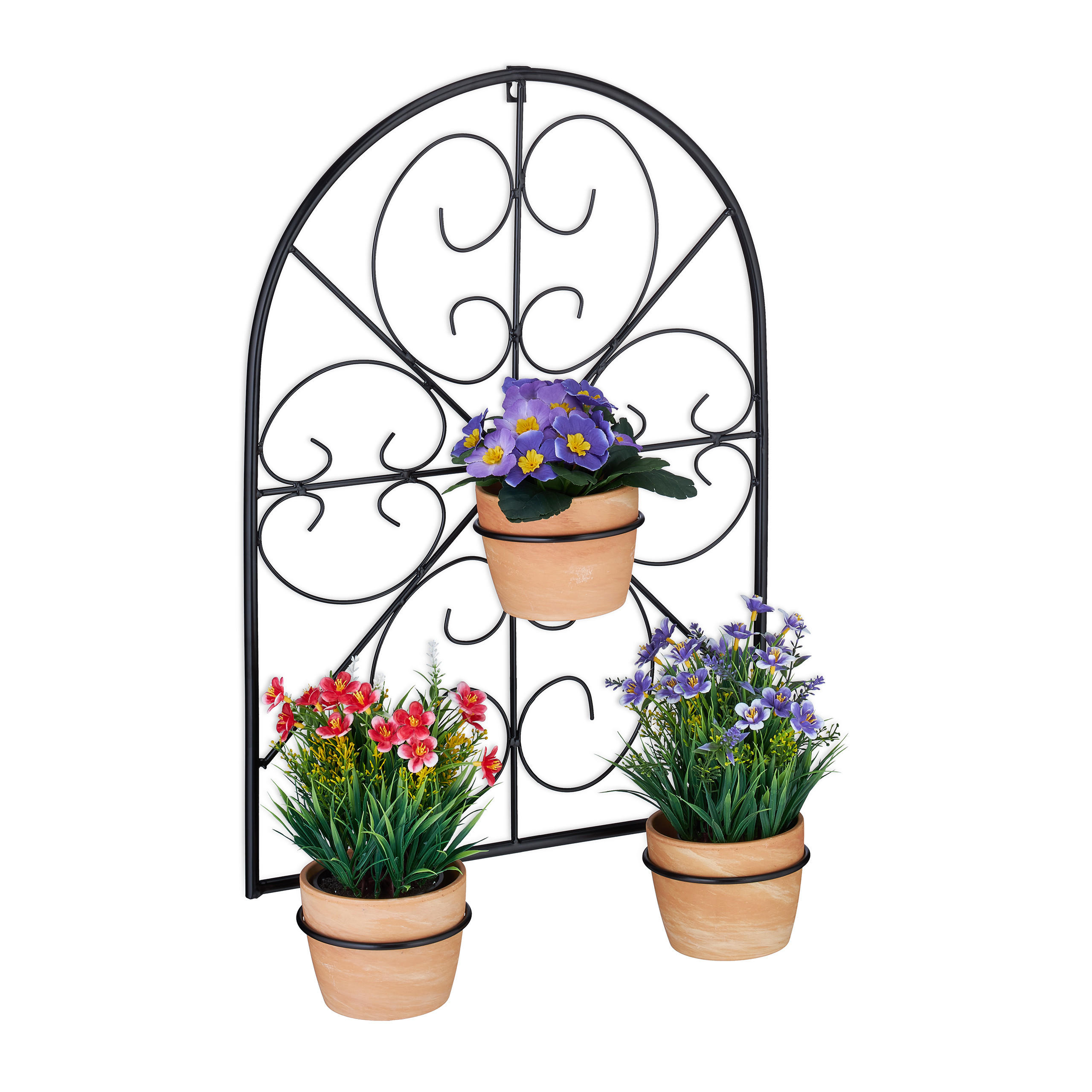 BLUMENTOPFHALTER - Schwarz, Metall (43/60/14.5cm) - Relaxdays