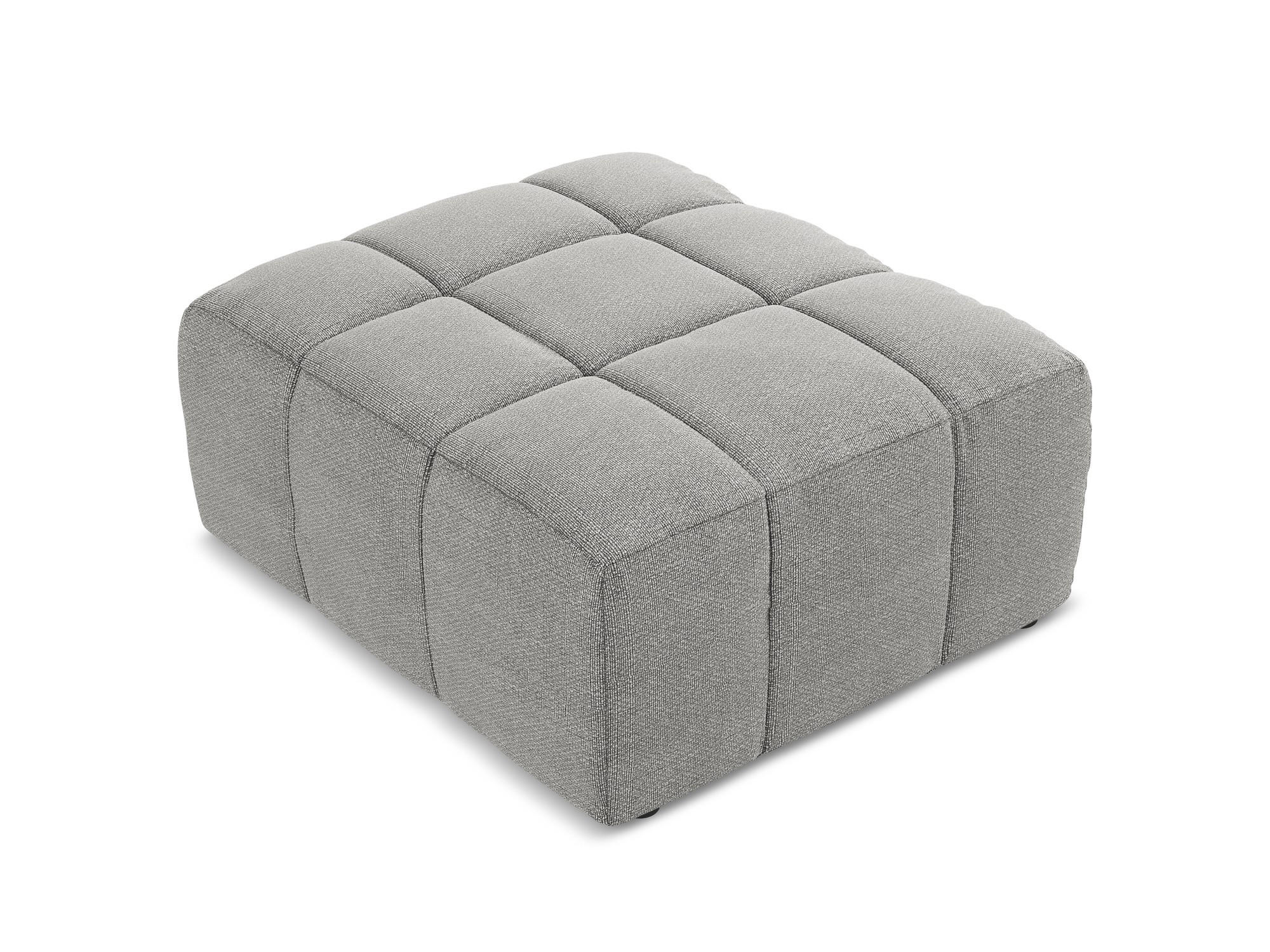 POUF Bouclé Stoff Grau - Hellgrau/Schwarz, Holzwerkstoff/Kunststoff (75/41/90cm) - Makamii