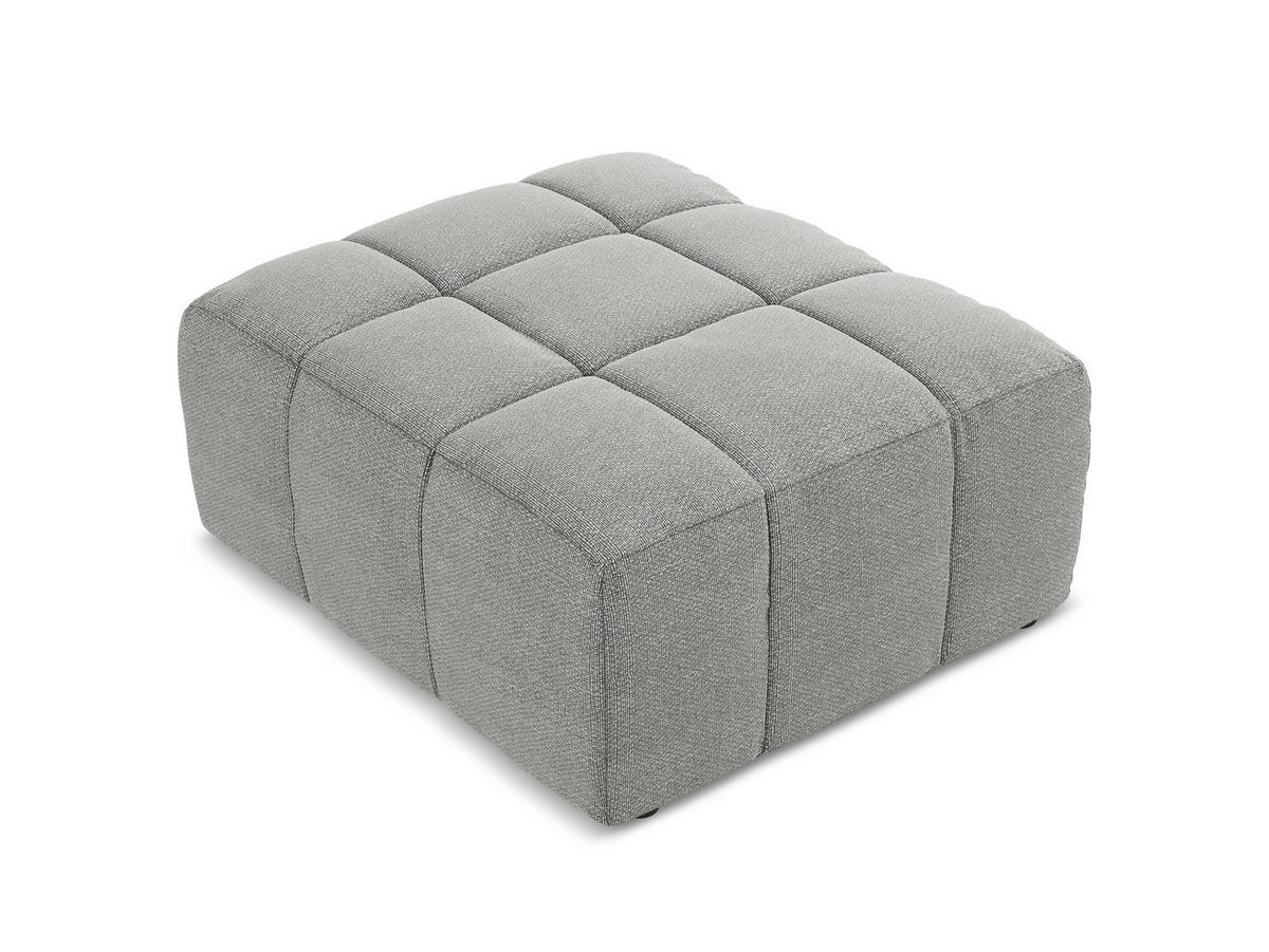 POUF Bouclé Stoff Grau - Hellgrau/Schwarz, Holzwerkstoff/Kunststoff (75/41/90cm) - Makamii