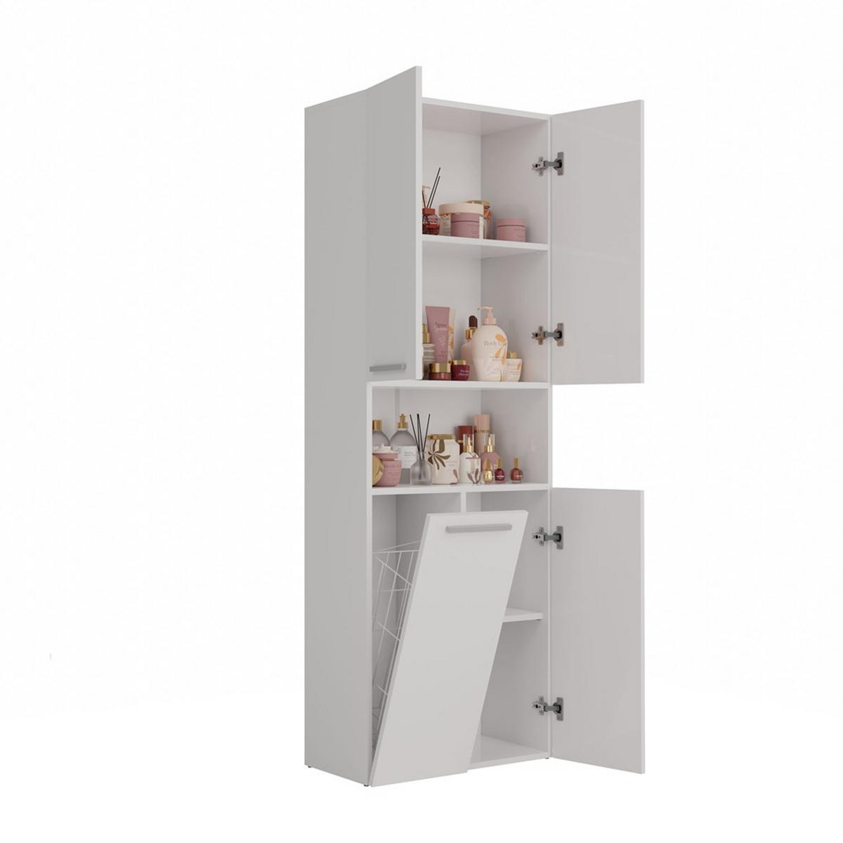 SKRIŇA do kúpeľne - biela, kompozitné drevo (60/174/30cm) - RAUMHIRSCH FURNITURE
