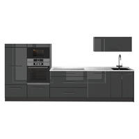KÜCHENZEILE Fame-Line, Anthrazit Hochglanz/Anthrazit, 340 cm, AP Marmor - Anthrazit, Holzwerkstoff (340/153.6/60cm) - Vicco