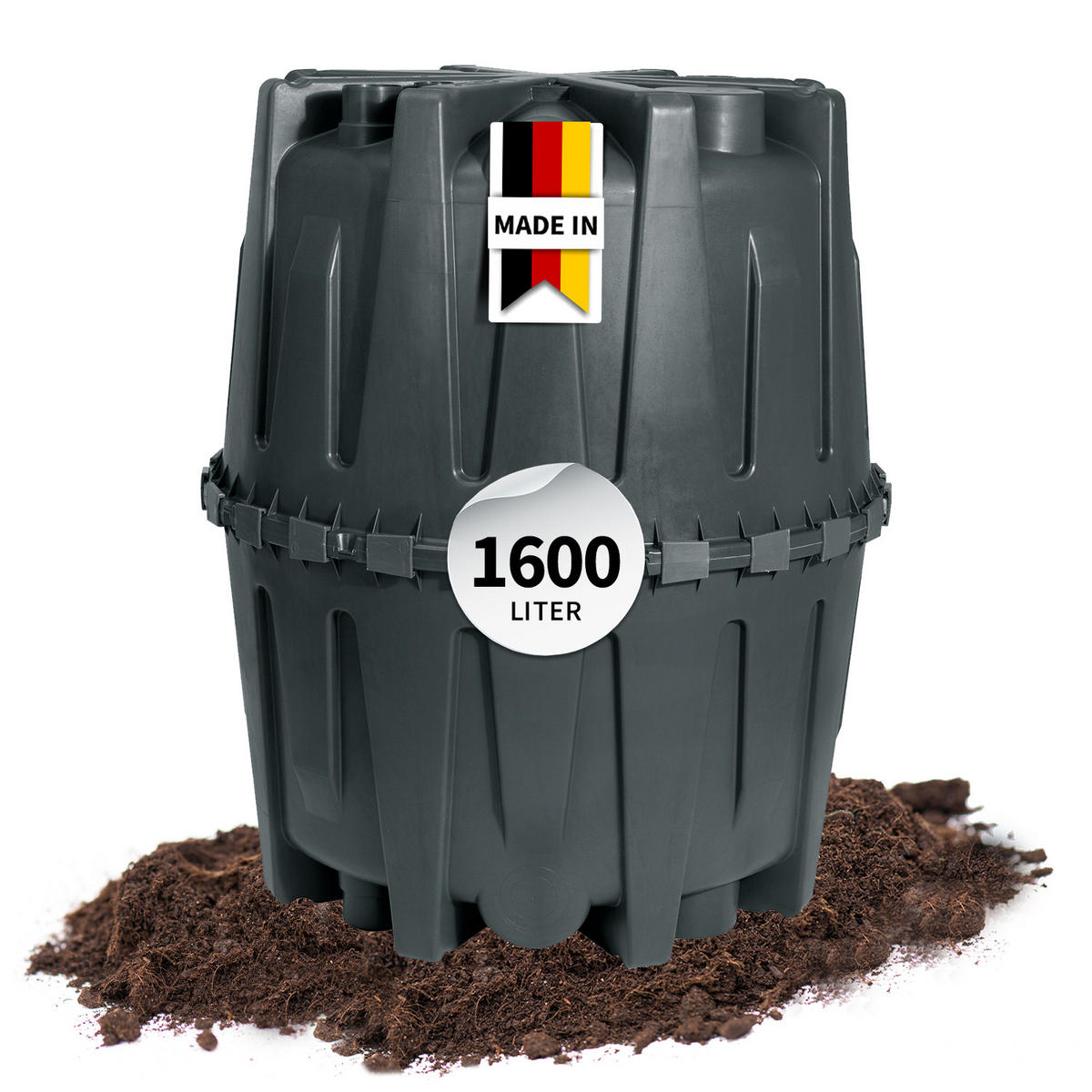 SAMMELGRUBE 1600 L schwarz inkl. Stützrohr und DIBt-Zulassung - Schwarz, Kunststoff (132.5/156/132.5cm) - GARANTIA