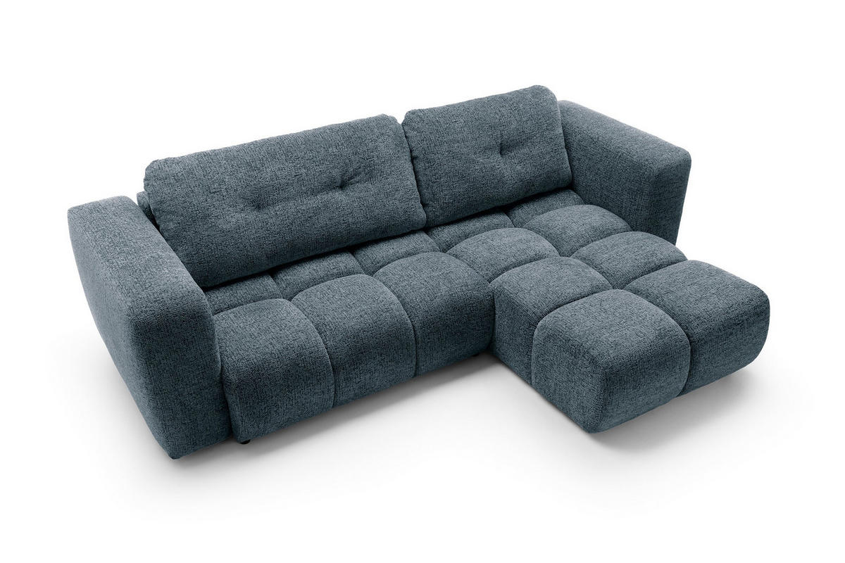 ECKSOFA ARTE 02 Dunkelblau Chenille mit Schlaffunktion - Dunkelblau, Holz (273/176cm) - MASSENO