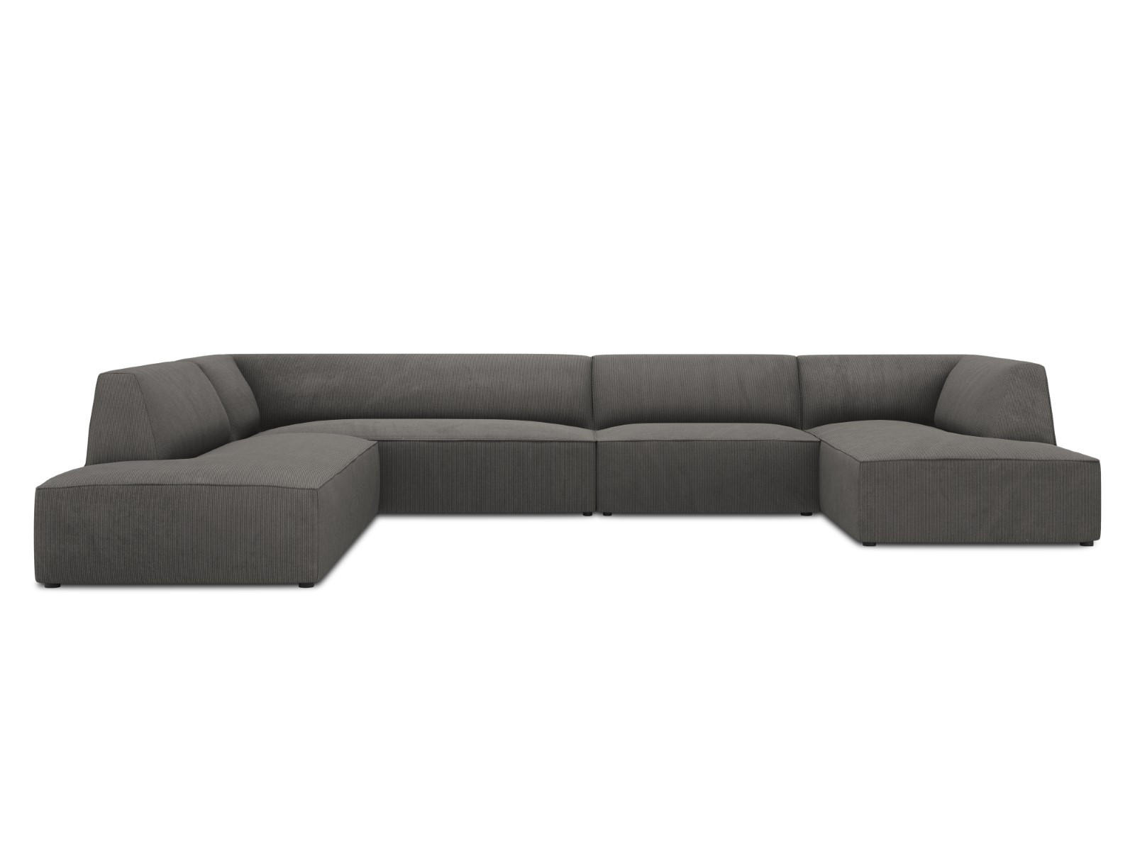 PANORAMASOFA links Ruby aus Cord dunkelgrau 7 Sitzplätze - Dunkelgrau, Textil (273/69/366cm) - Micadoni