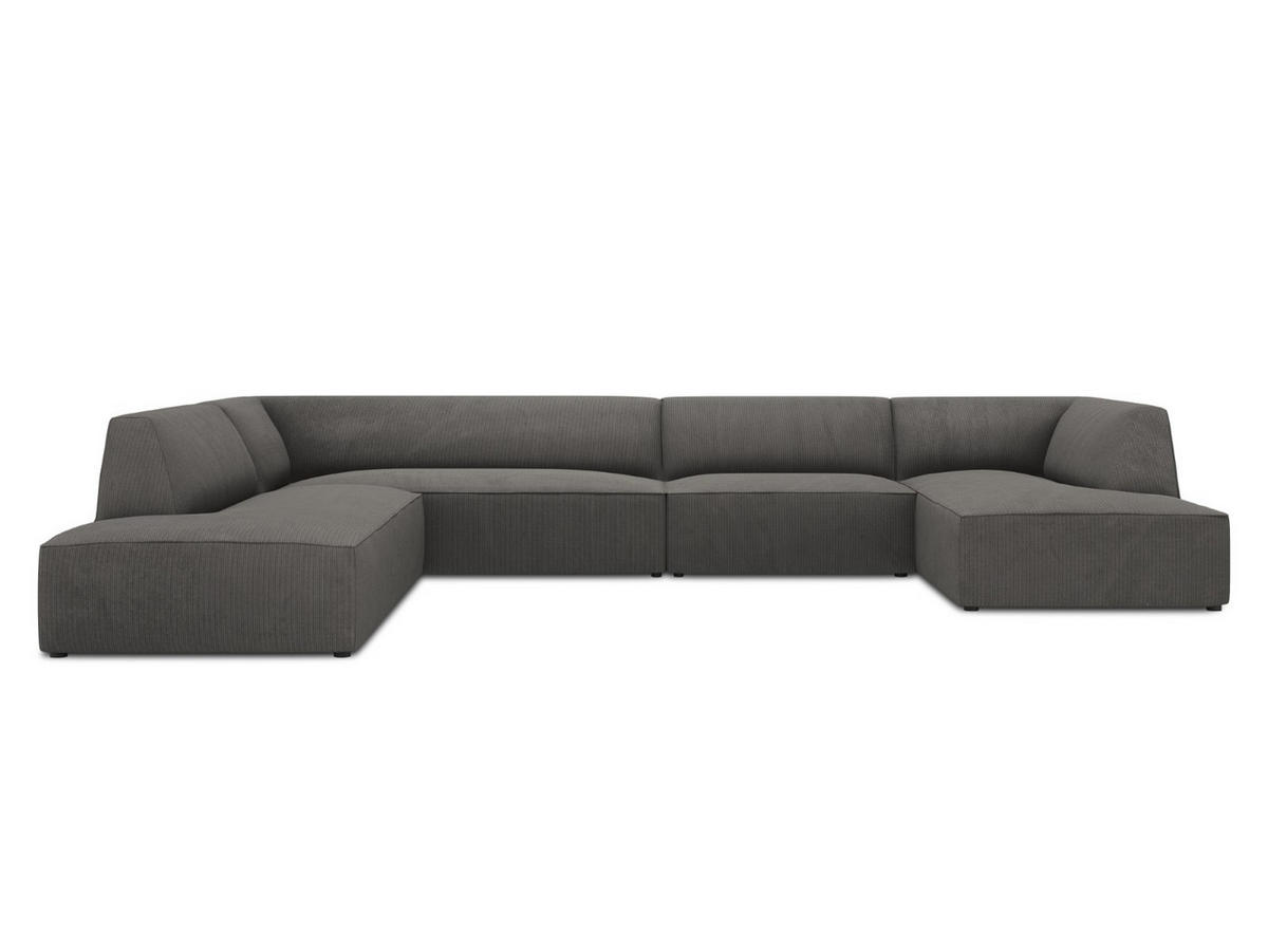 PANORAMASOFA links Ruby aus Cord dunkelgrau 7 Sitzplätze - Dunkelgrau, Textil (273/69/366cm) - Micadoni