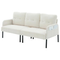 SOFA 3-Sitzer mit Seitentasche 171 x 72 x 80 cm Cord Beige - Beige, Kunststoff (171/80/72cm) - Meubliv