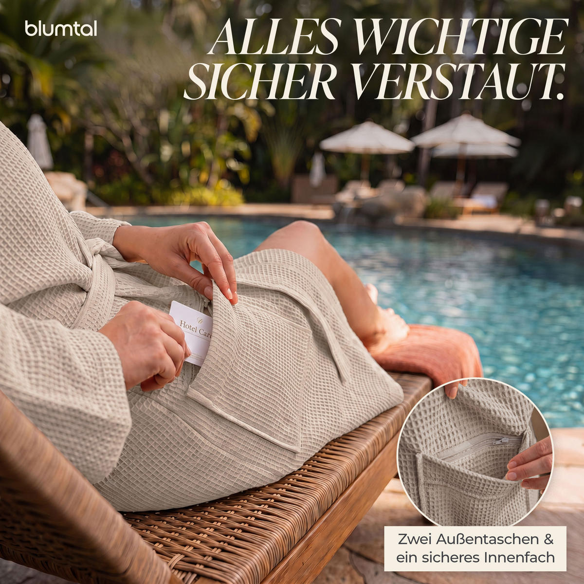 BADEMANTEL 100% Baumwoll Wafflepique in XS/S Unisex, Grün - Grün, Textil (XS/Snull) - Blumtal