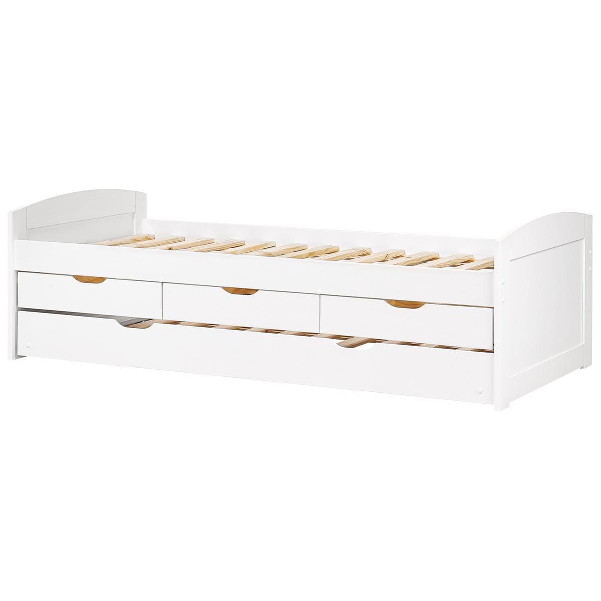 AUSZIEHBETT 90x200 cm Weiß Petiville - Weiß, Holz (90/200cm) - Beliani