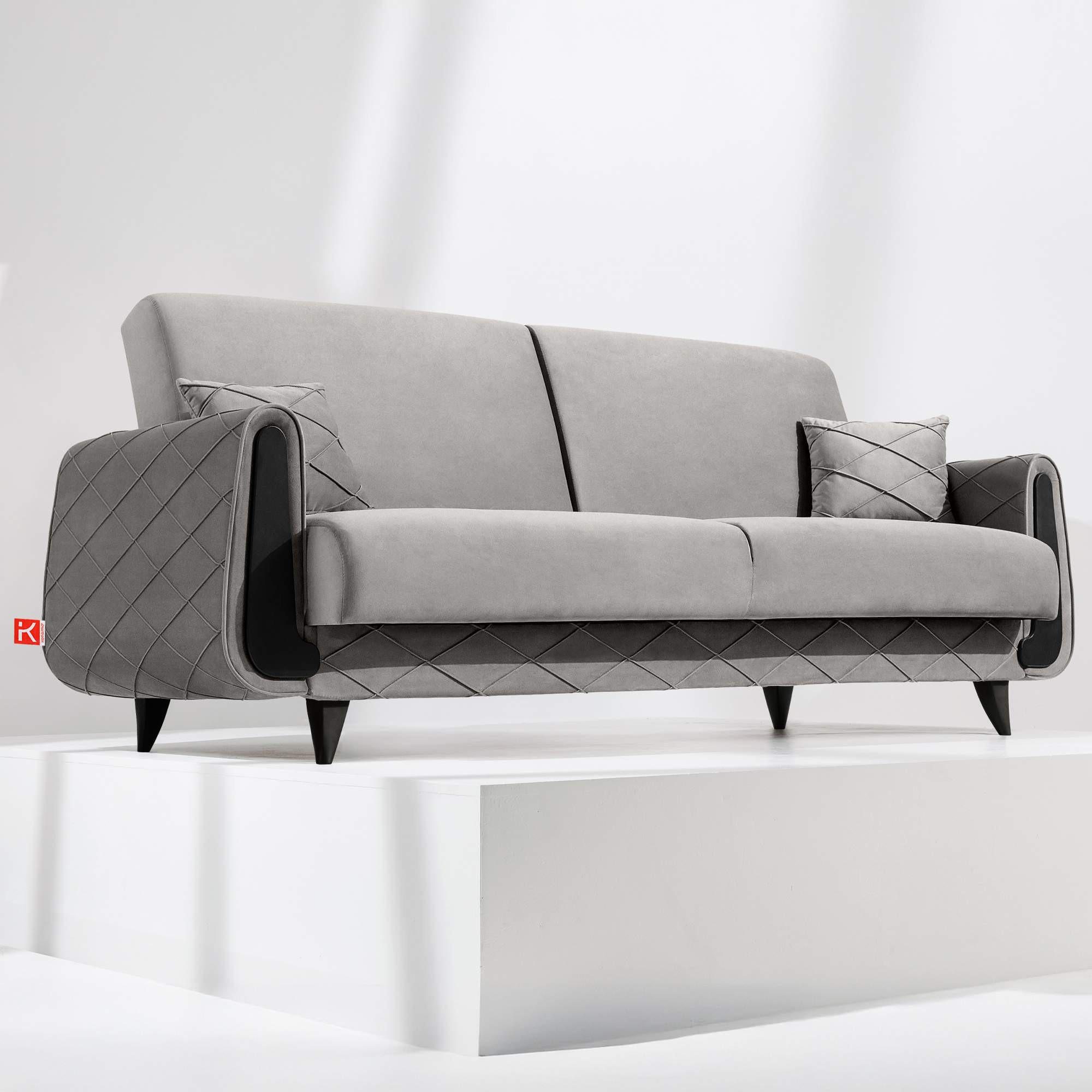 Thumbnail - Konsimo® 3-Sitzer-Sofa, Hellgrau, Holz, Holzwerkstoff, Textil, Fichte, Kiefer, 230x98x98 cm, Wohnzimmer, Sofas & Couches...