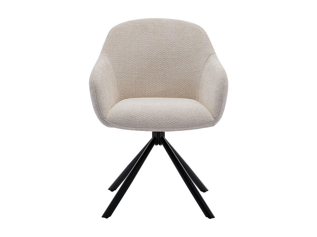 2‑ER Set Stühle mit Armlehnen - Textilstoff & Metall - Creme - CILIENO - Creme, Textil (60/80/57cm) - Vente-Unique