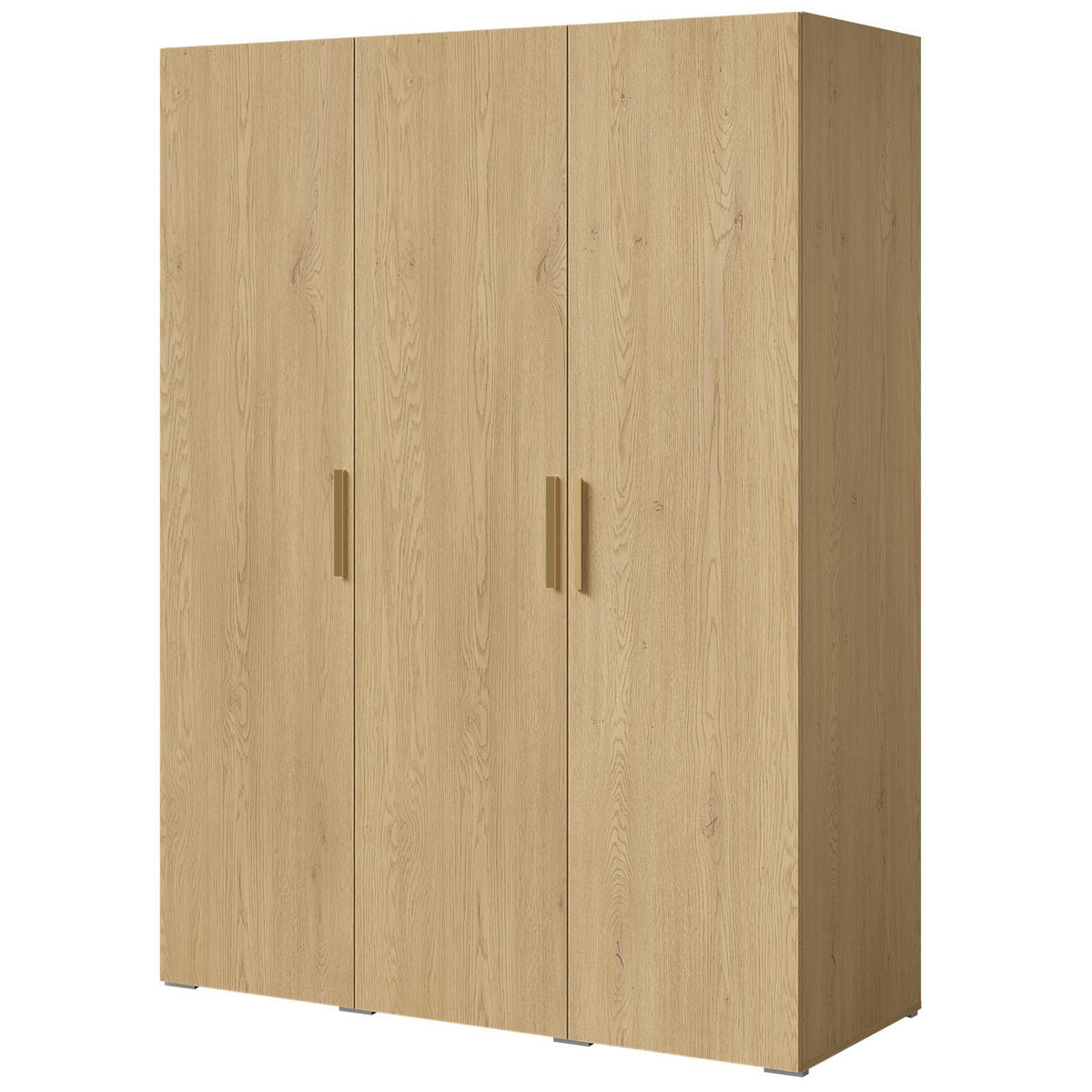 DREHTÜRENSCHRANK Napoli 3D 150 Eiche Cremona (schwarzer oder goldener Griff) - Eichefarben/Silberfarben, Holzwerkstoff/Kunststoff (150/35/60cm) - mzm24