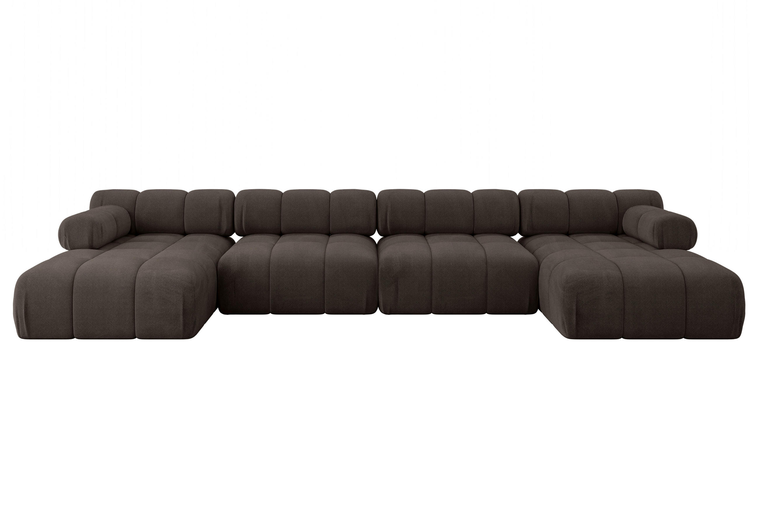 WOHNLANDSCHAFT modulares Sofa Tesso-U2 - 380x160x70 cm Braun Velours - Braun, Holzwerkstoff/Textil (380/70/160cm) - ALTDECOR