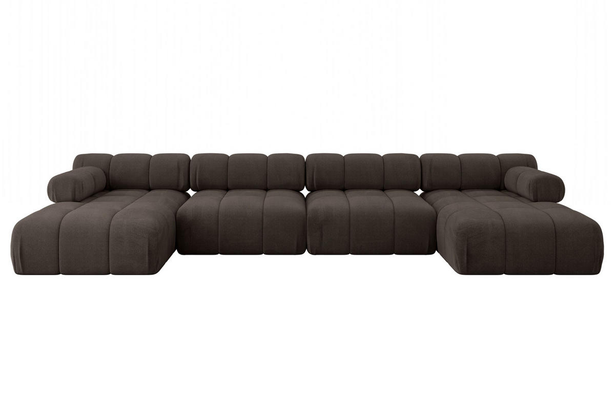 WOHNLANDSCHAFT modulares Sofa Tesso-U2 - 380x160x70 cm Braun Velours - Braun, Holzwerkstoff/Textil (380/70/160cm) - ALTDECOR