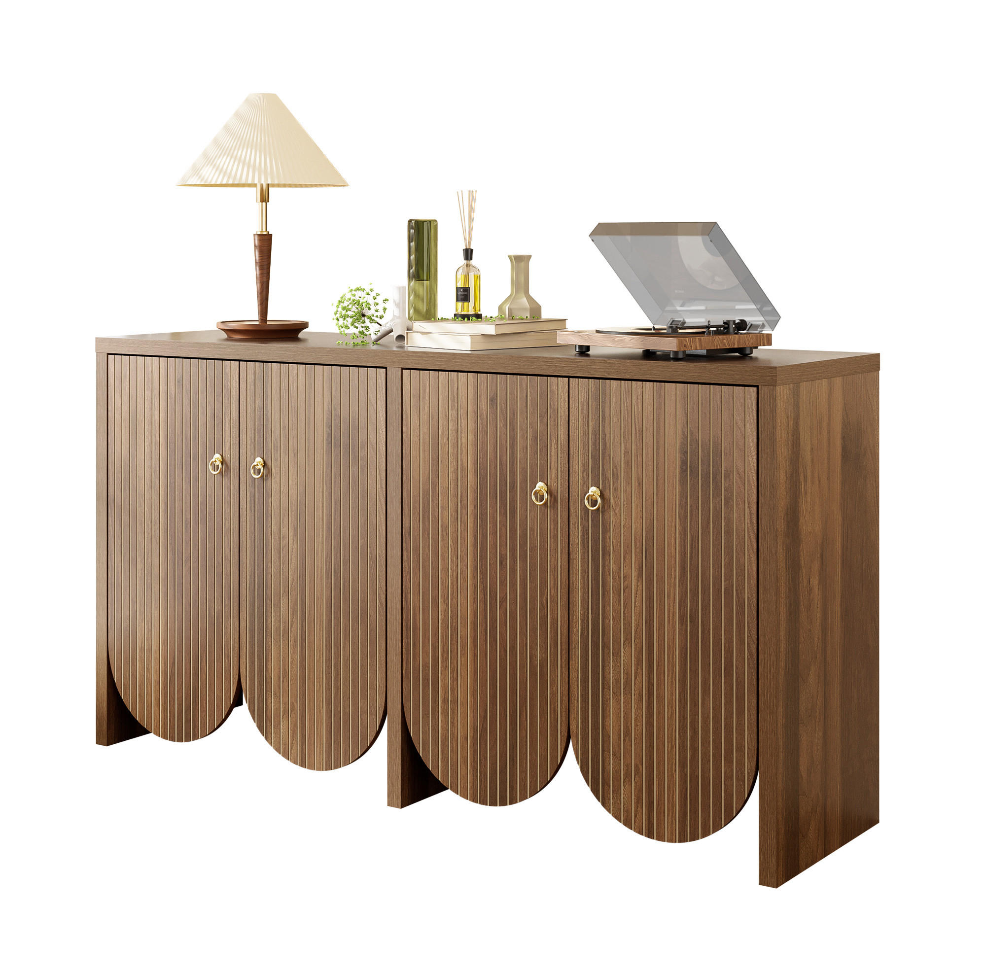 SIDEBOARD 147/40/80 cm Walnuss aus MDF mit 4 Türen - Walnussfarben, Holzwerkstoff (40/80/147cm) - OKMYHOME