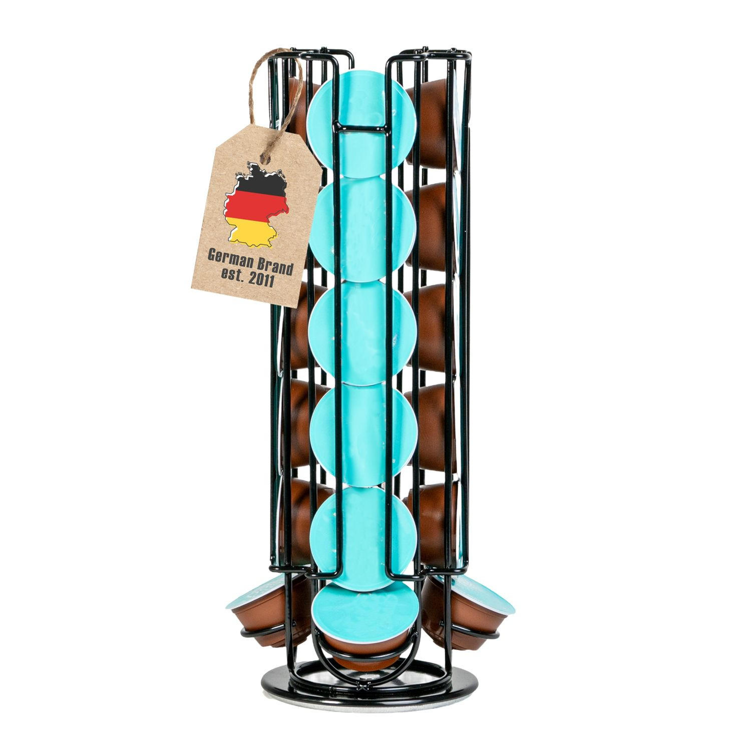 KAFFEE-KAPSELHALTER kompatibel mit Dolce Gusto Kapseln (24 Stück) - Schwarz, Metall (13.5/33/13.5cm) - Intirilife