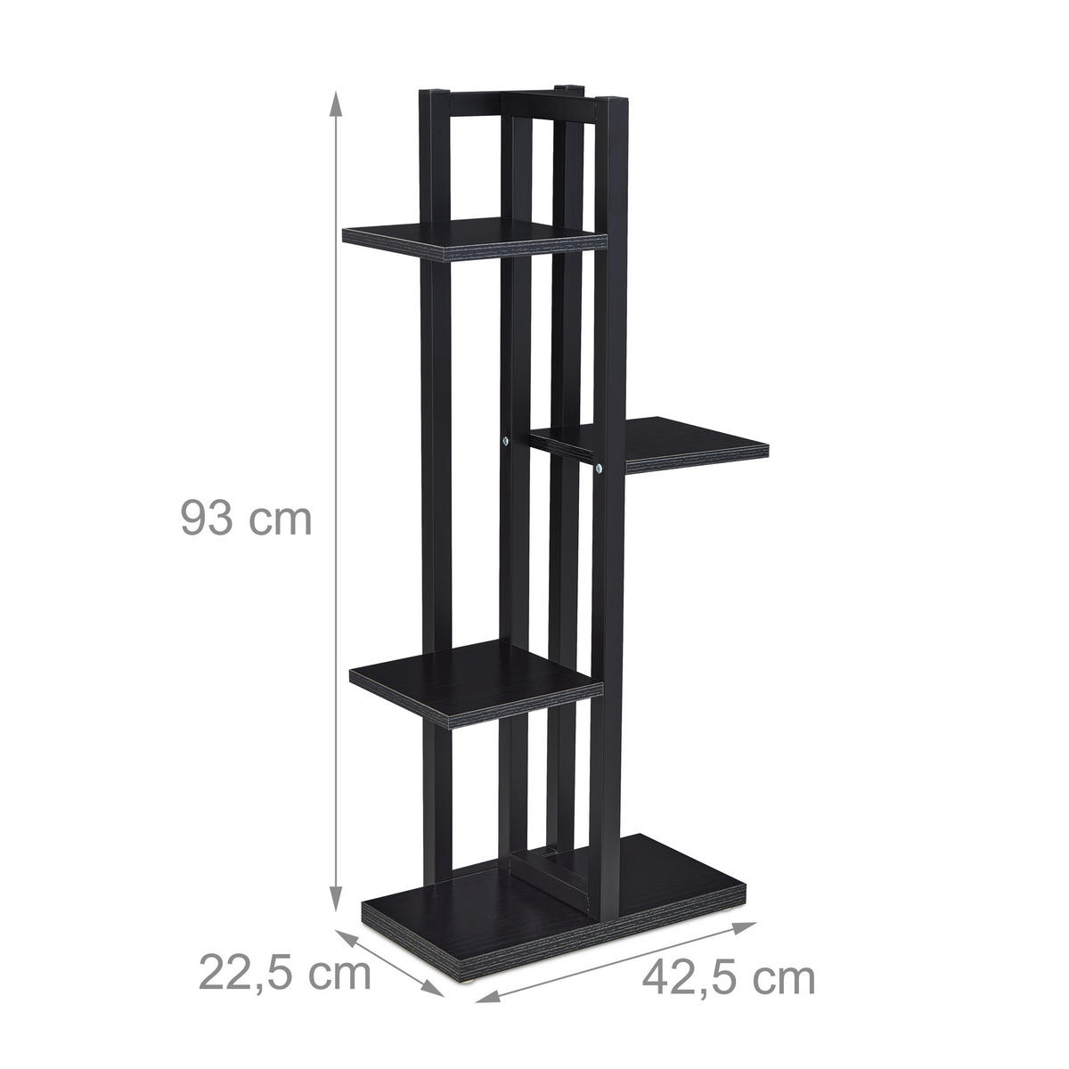 BLUMENREGAL - Schwarz, Holzwerkstoff/Metall (42.5/93/22.5cm) - Relaxdays