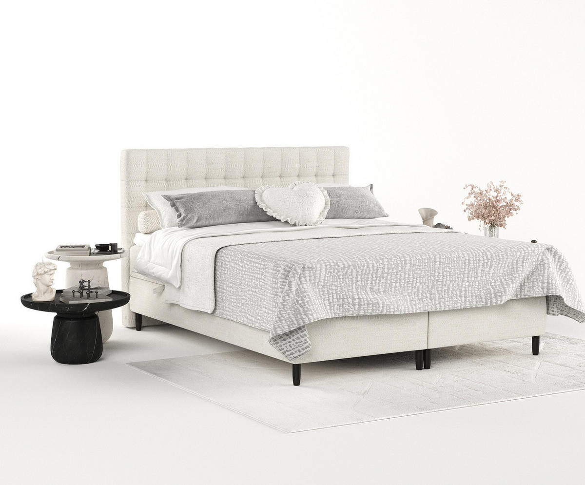 BOXBETT Divine Creme 180/200 cm - Creme/Schwarz, Holz/Holzwerkstoff (180/200cm) - Maison de Reve