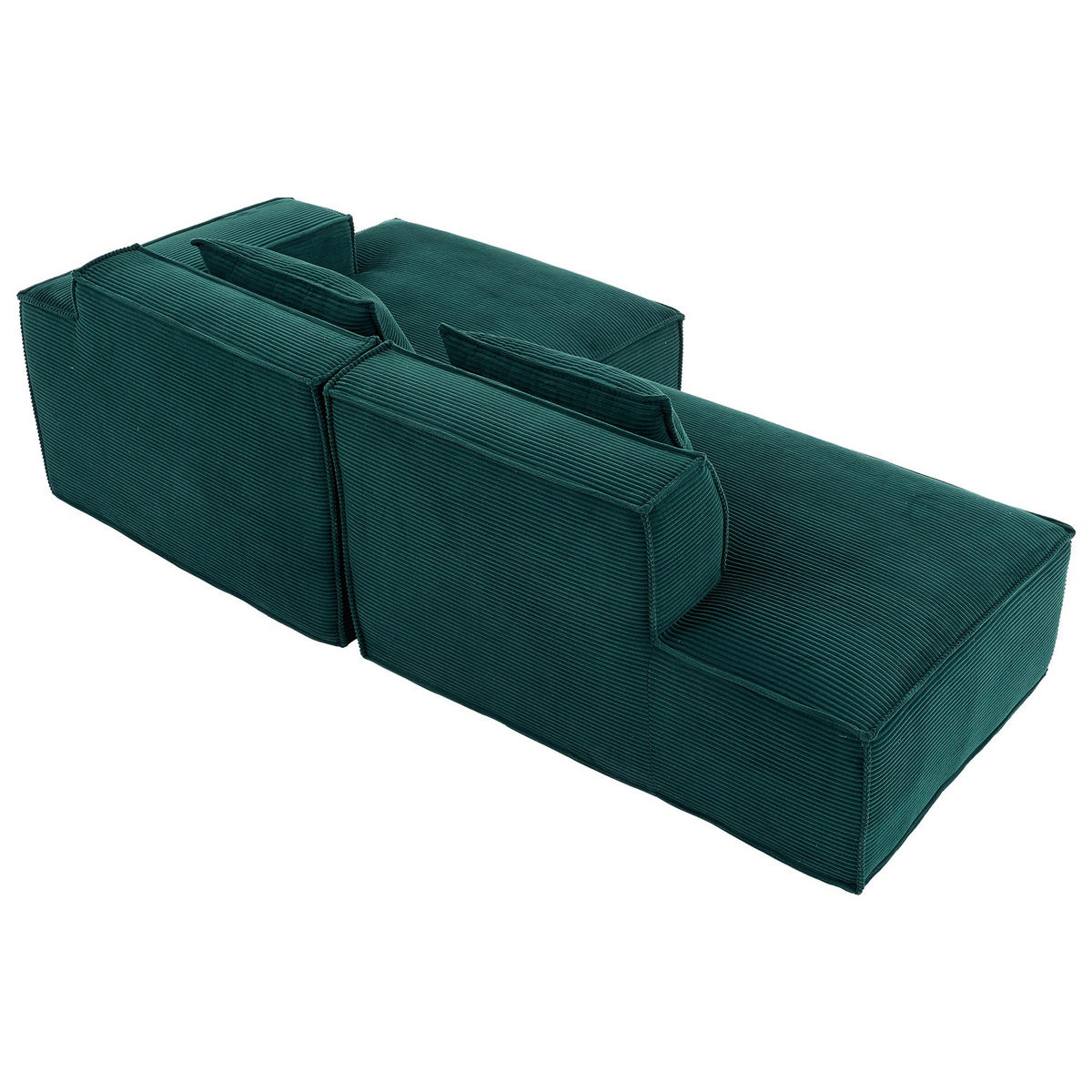 ECKSCHLAFSOFA L-/U-/2-er Sofa mit Schlaffunktion,Modulsofa,Cord,Grün - Grün, Textil (129/233cm) - LVHOM