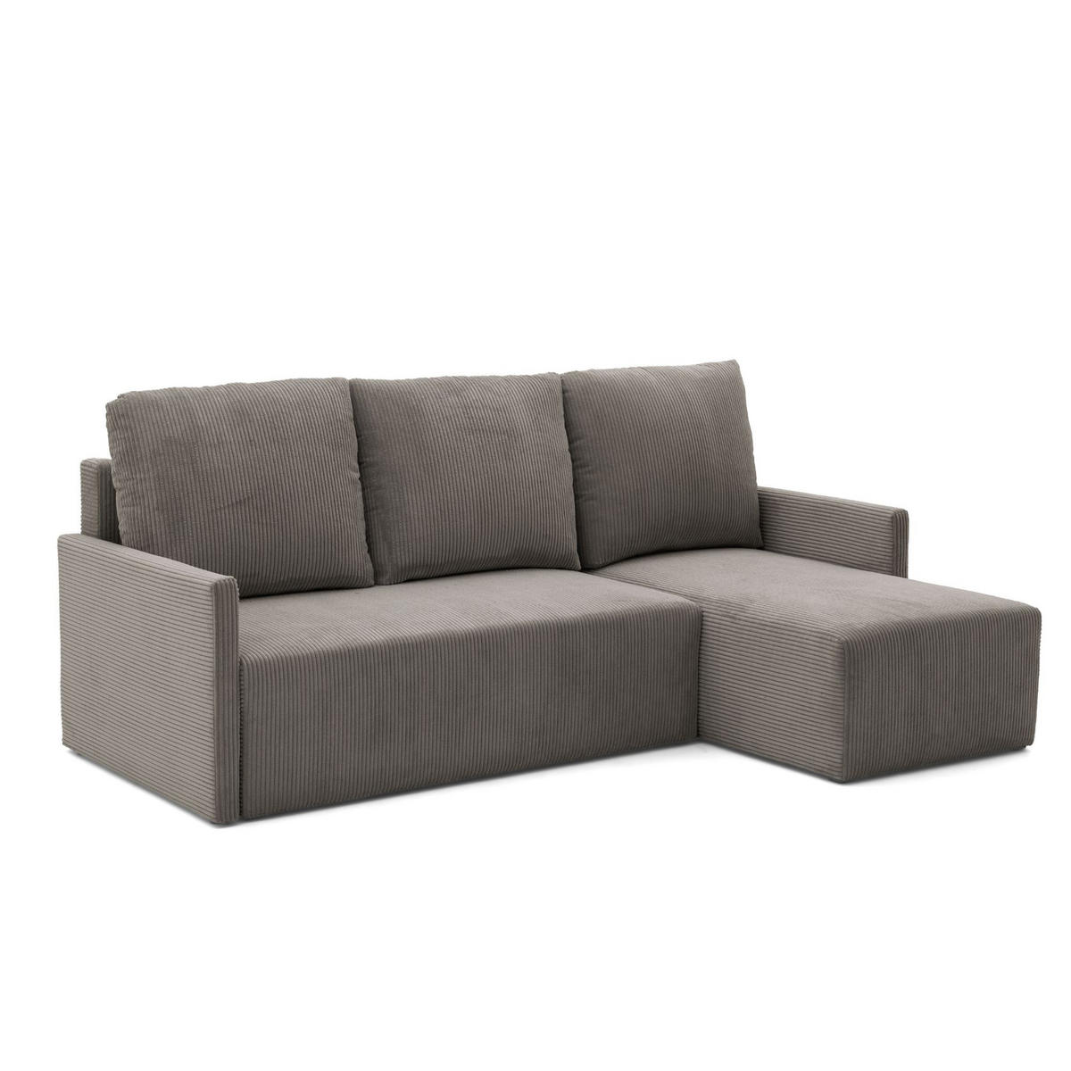 ECKSOFA GARDA L universell links/rechts montierbar mit Schlaffunktion 132x198 cm Cord Hellbraun - Hellbraun/Schwarz, Holz/Kunststoff (209/145cm) - NACANAPA
