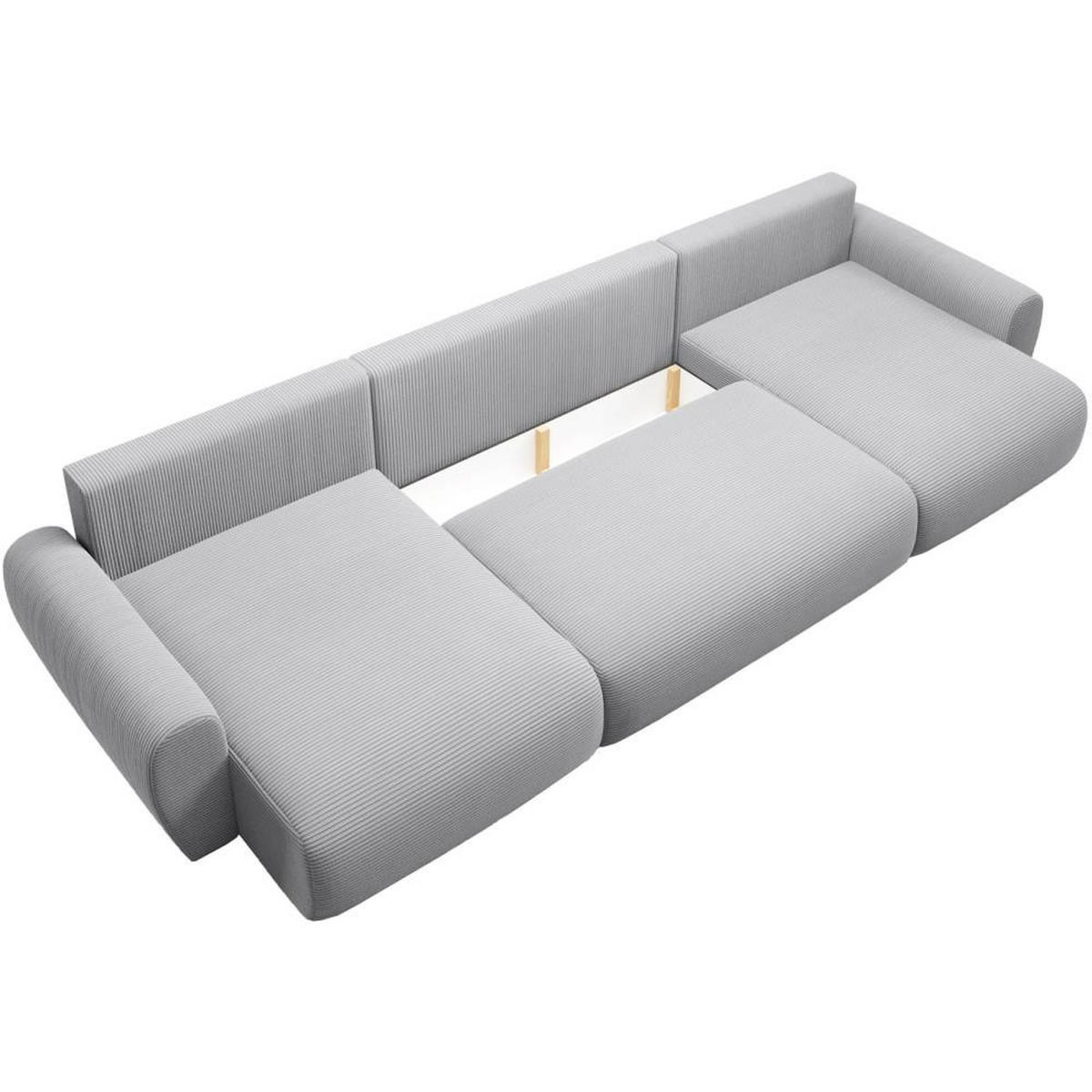 WOHNLANDSCHAFT mit Schlaffunktion Poss U hellgrau - Hellgrau, Textil (395/70/153cm) - Beautysofa