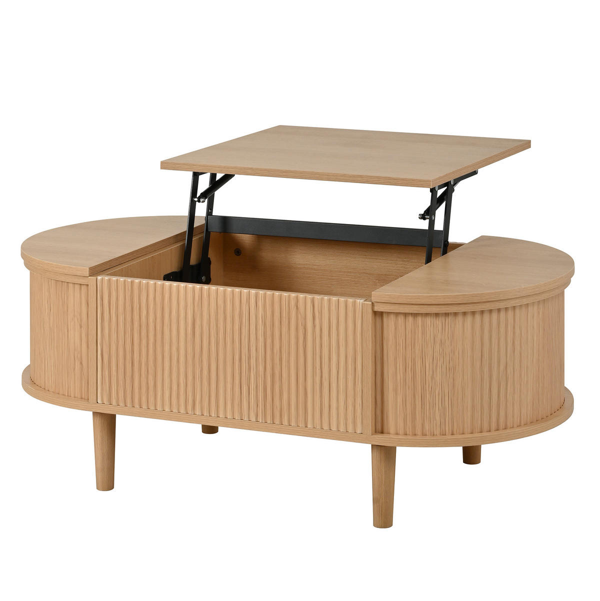 KONFERENČNÍ stolek 100/48/53,5 cm dubový z MDF s úložným prostorem a zvedací deskou - barva dubu, kompozitní dřevo (100/48/53.5cm) - OKWISH
