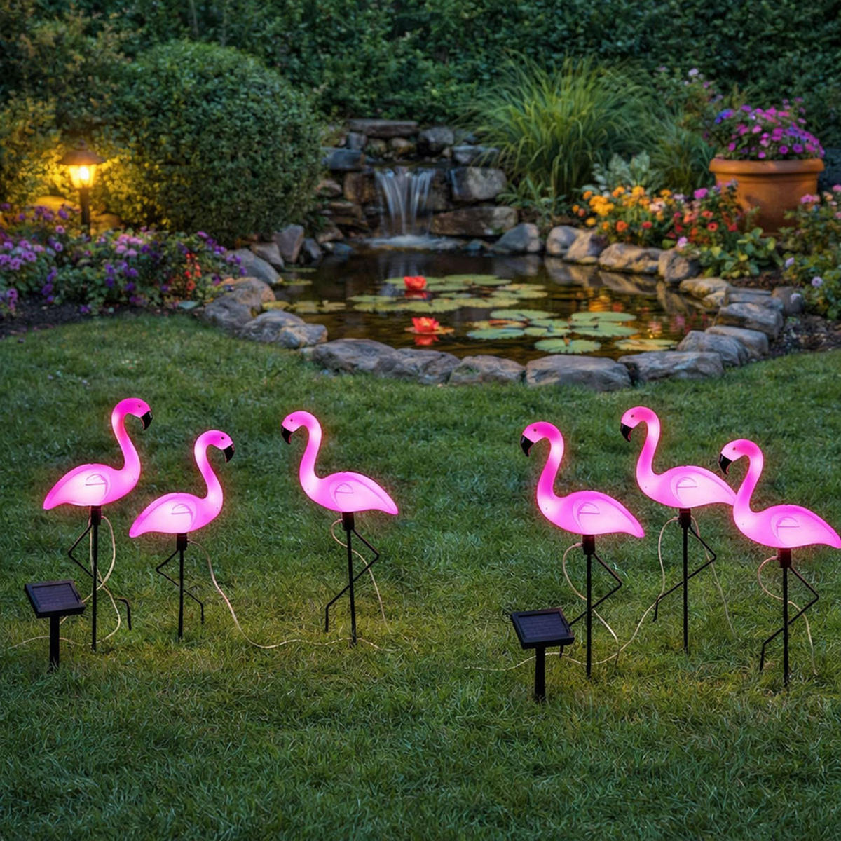 LED AUSSENLEUCHTE Flamingo Rosa Erdspieß 6er Set - Rosa, Kunststoff (20/6/52cm)