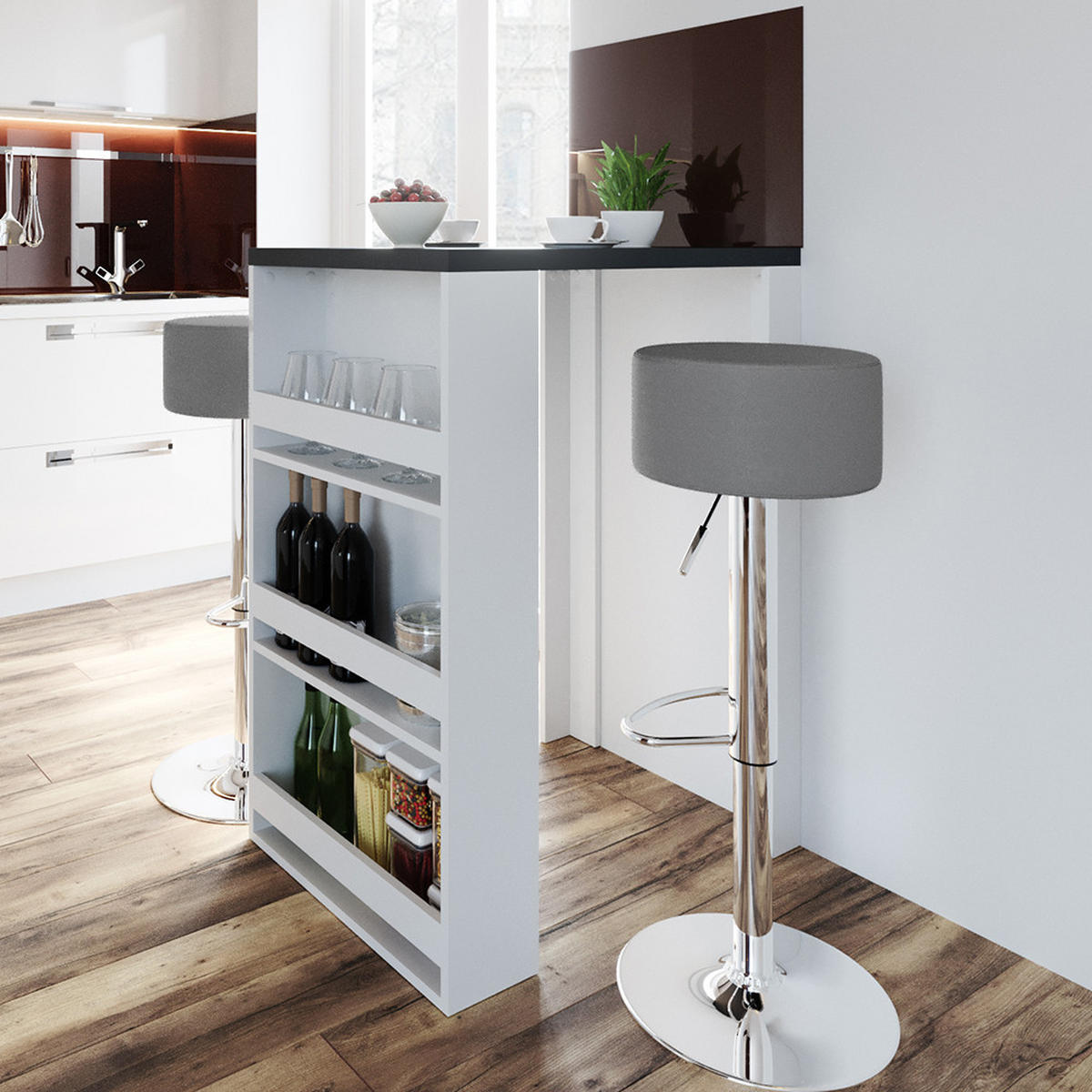 BARTISCH Anthrazit/Weiß 57 x 80 cm - Anthrazit/Weiß, Holzwerkstoff (57/106/80cm) - Vicco