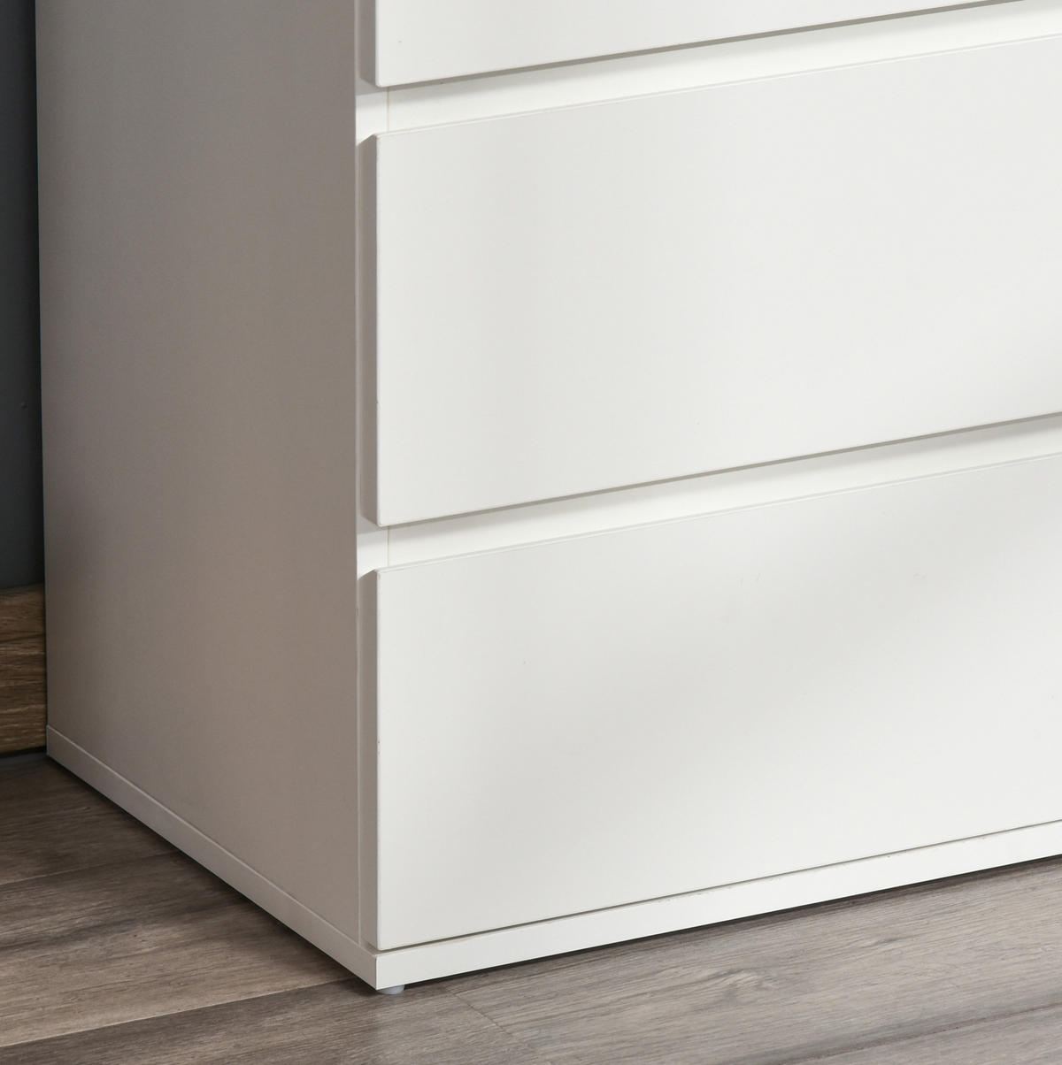 KOMMODE aus MDF 33x55x80 cm Weiß mit 4 Schubladen, Soft-Close und Kippschutz - Weiß, Holzwerkstoff (55/80/33cm) - Modfu