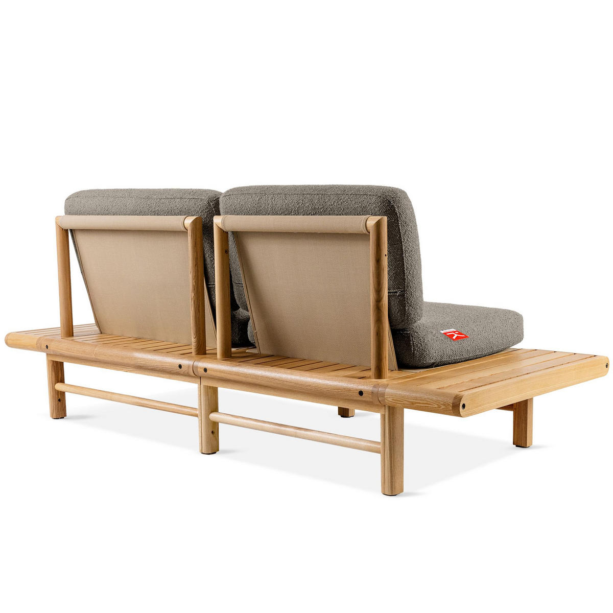GARTENSOFA ATREDA 2-Sitzer, mit beideseitig Ablagen - Grau, Holz/Textil (190/74/80cm) - KONSIMO®