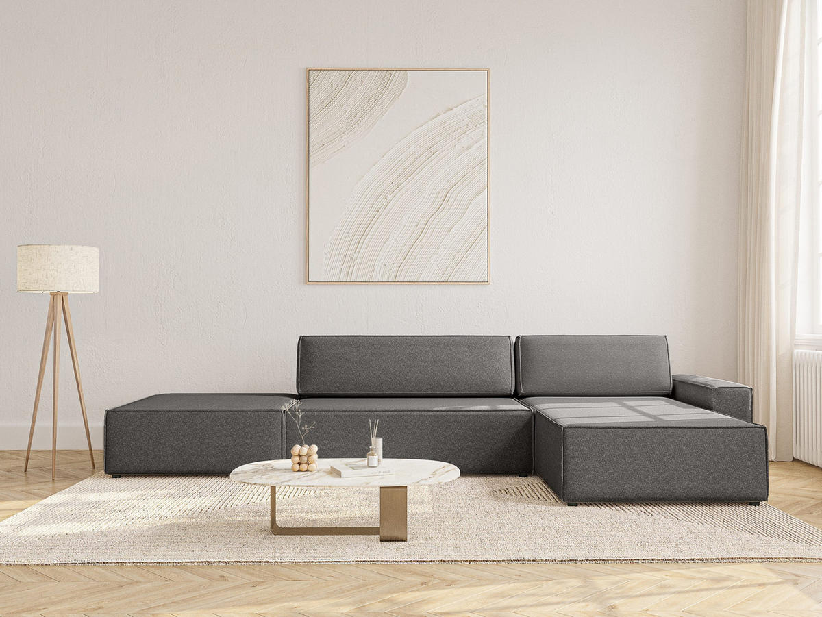 ECKSOFA Lummo La mit Schlaffunktion, Graphit - Graphitfarben, Textil (363/185cm) - Fedve