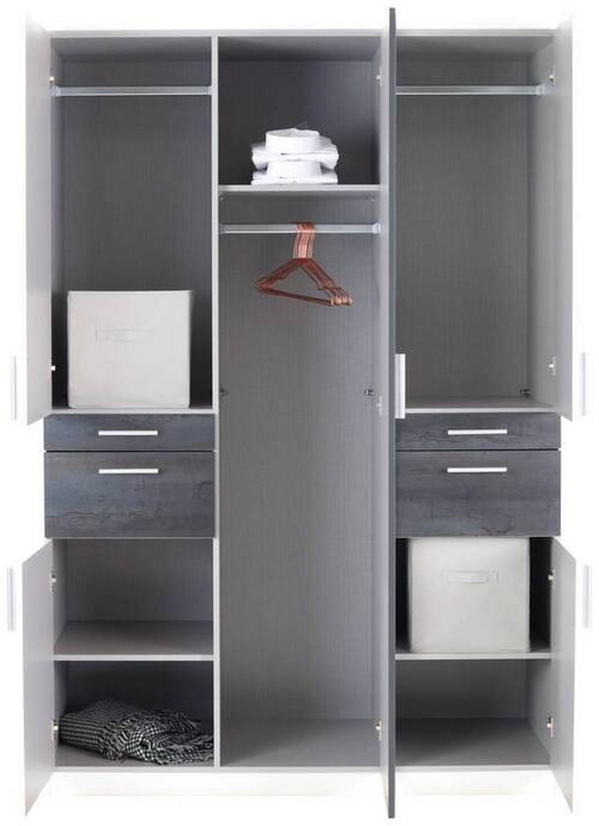 KLEIDERSCHRANK in Graphitfarben, Grau, Weiss  - Weiss/Silberfarben, Modern, Holzwerkstoff/Kunststoff (135/199/58cm) - MID.YOU