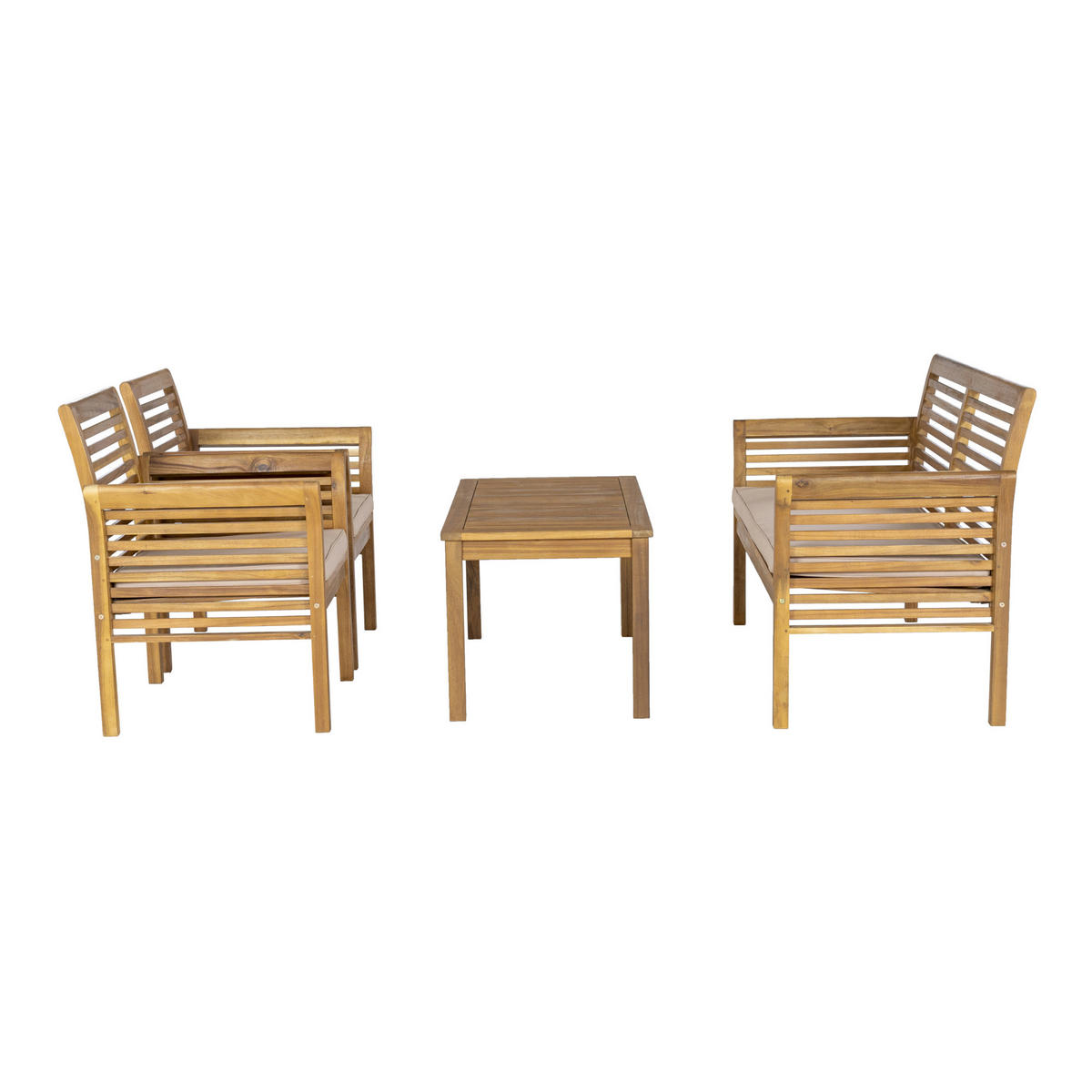 GARTENMÖBEL-SET Candela 4 TLG. - Beige/Akaziefarben, Holz/Textil - casa.pro