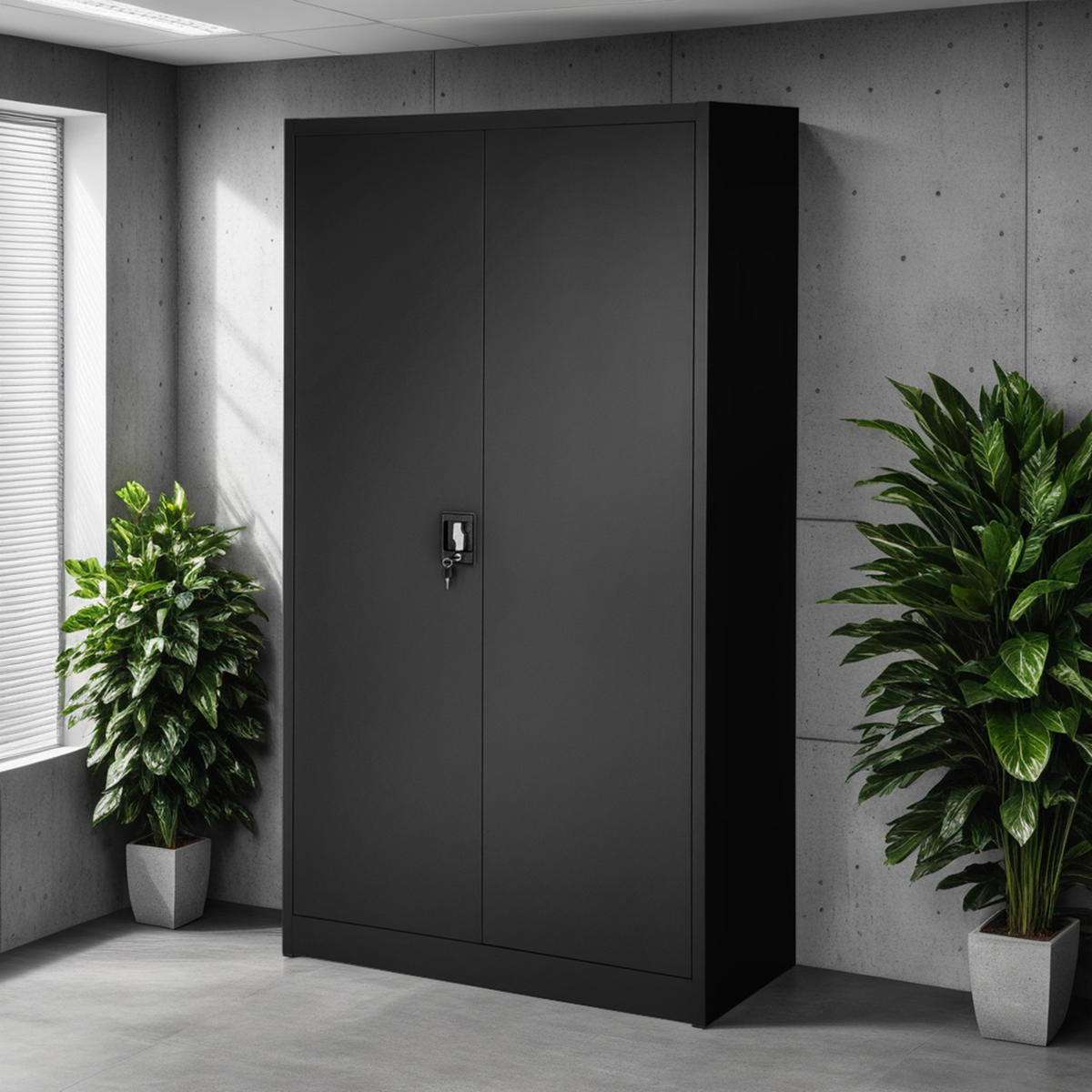 AKTENSCHRANK ,180 x 90 x 40 cm,schwarz - Schwarz, Metall (40/180/90cm) - tectake